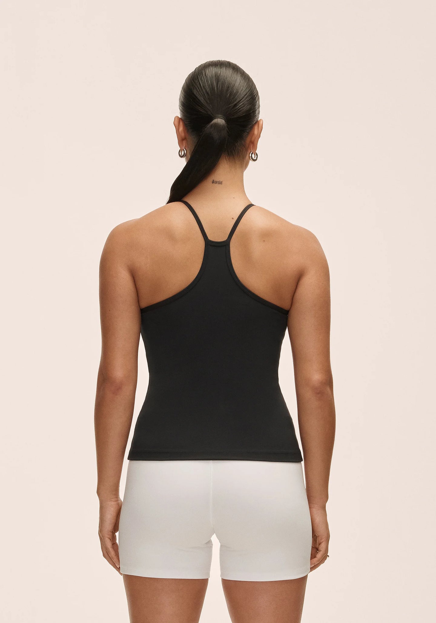 Built-In-Bra Halterneck Tank - Black