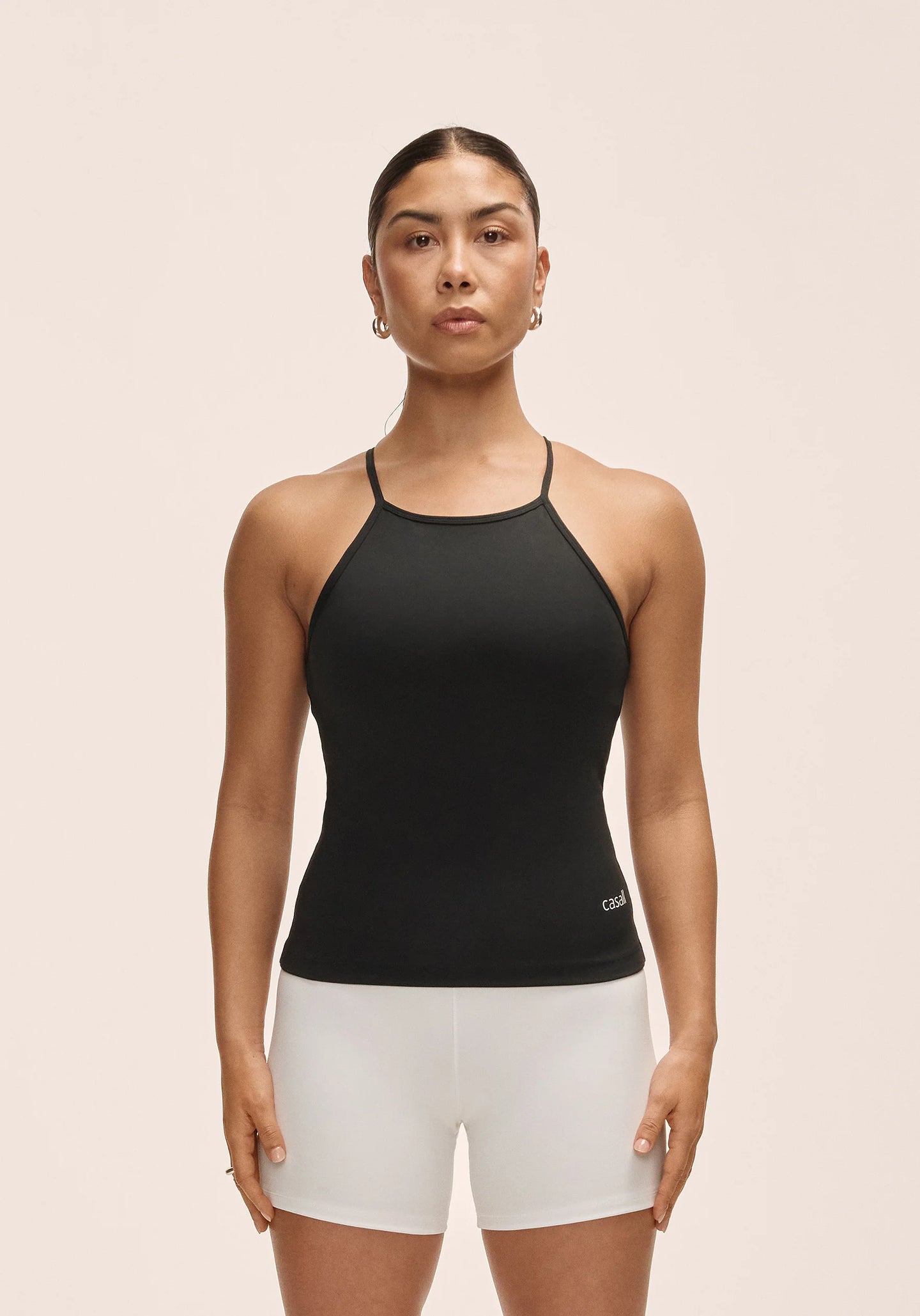 Built-In-Bra Halterneck Tank - Black