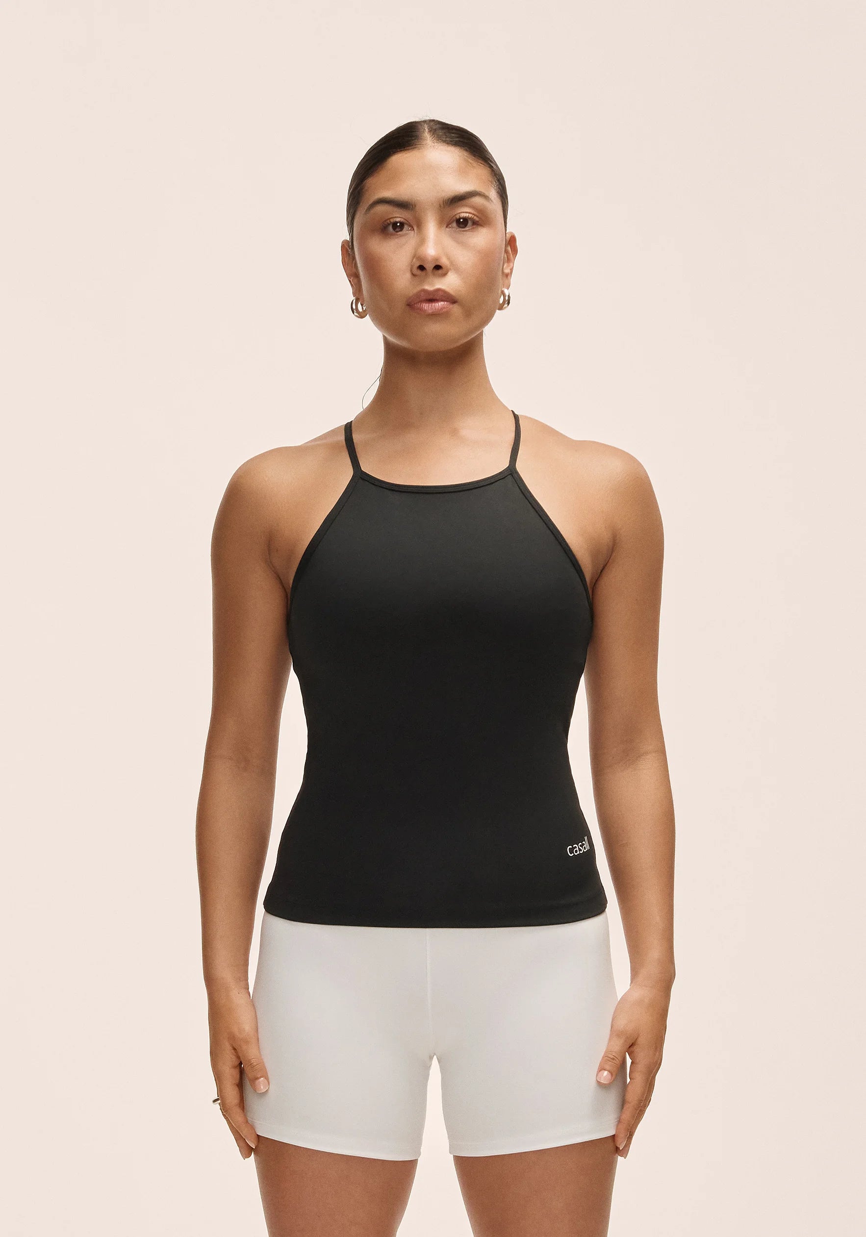 Built-In-Bra Halterneck Tank - Black