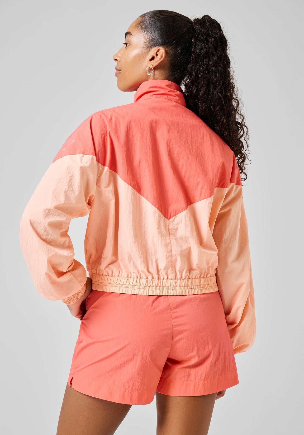Color Block Track Jacket - Peach