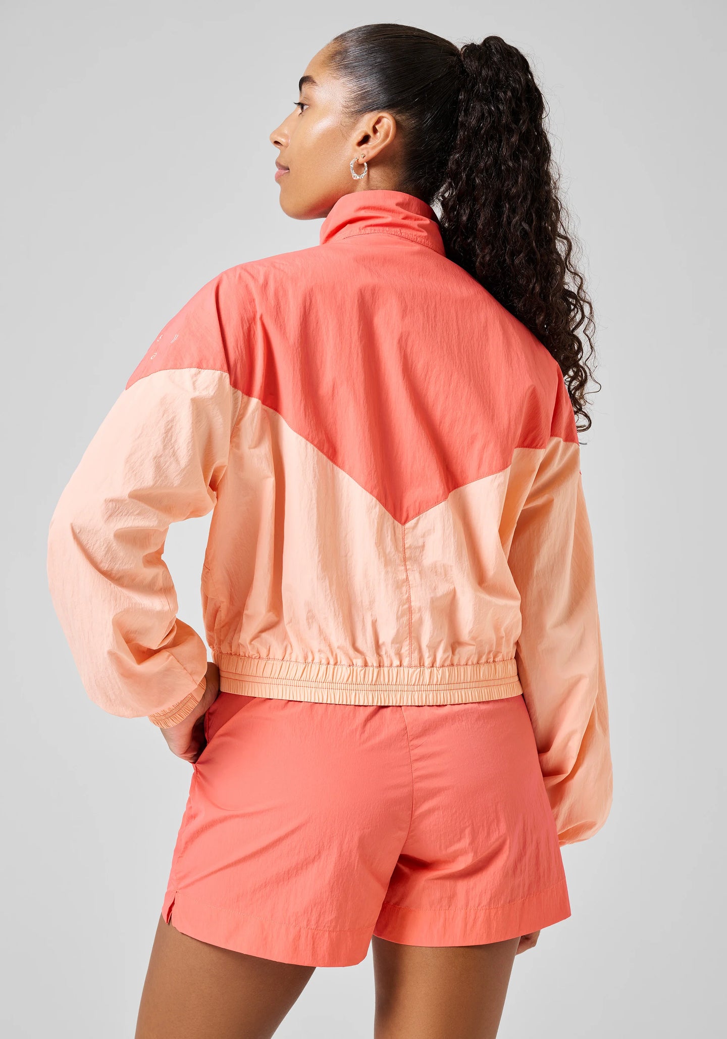 Color Block Track Jacket - Peach
