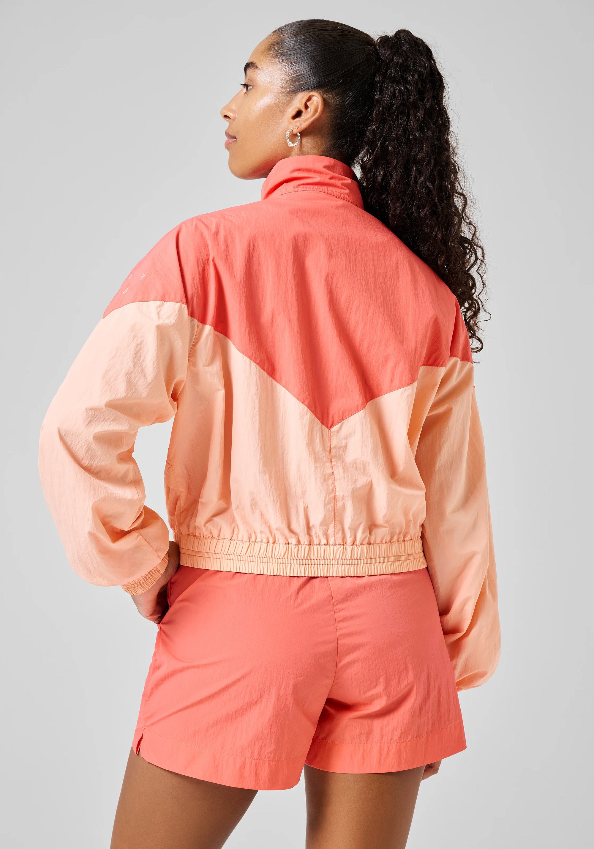 Color Block Track Jacket - Peach