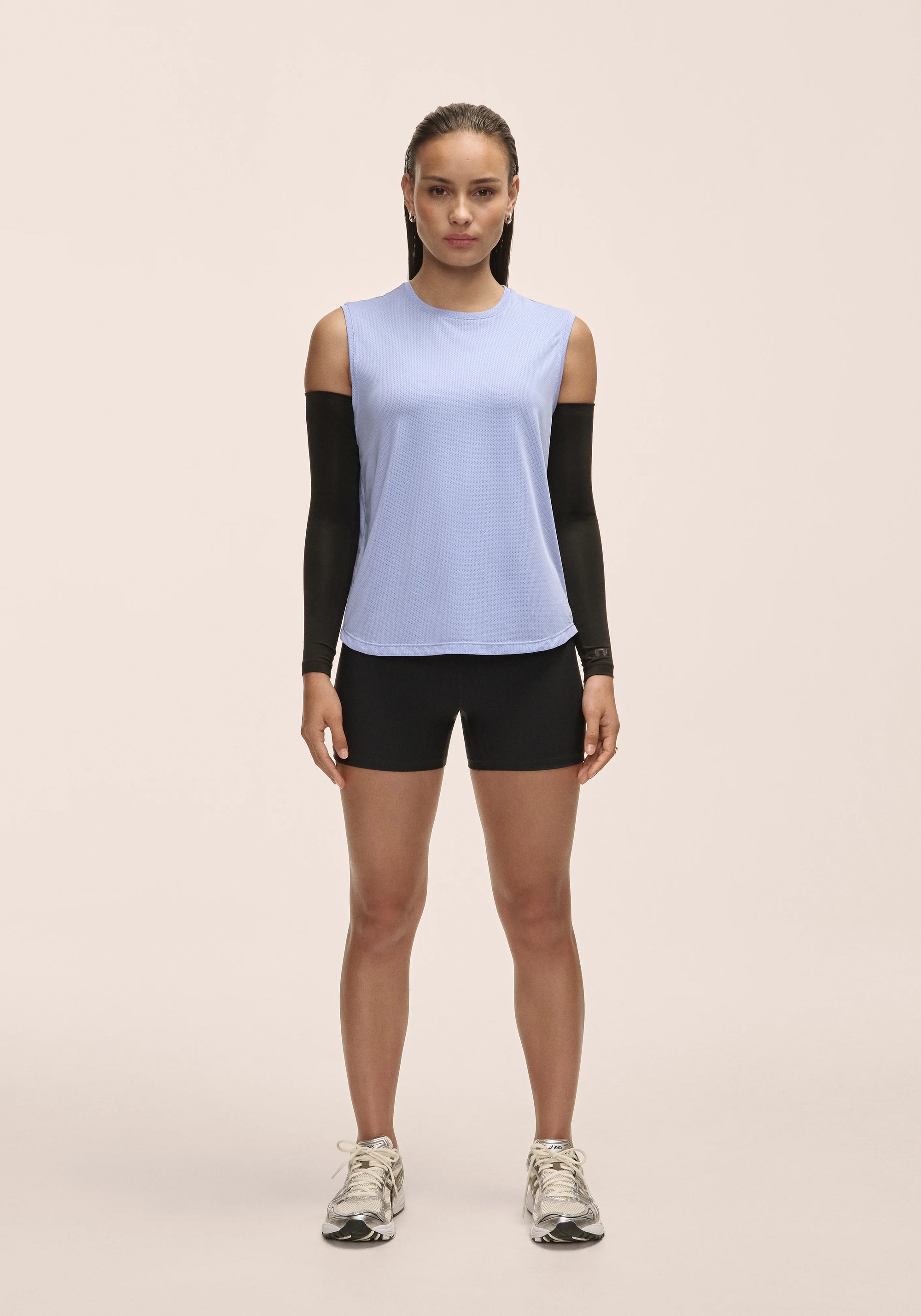 Laser Mesh Muscle Tank - Blueberry Mist