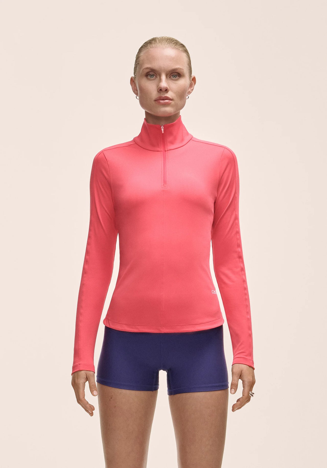 Serene Half Zip Long Sleeve - Ruby Blush