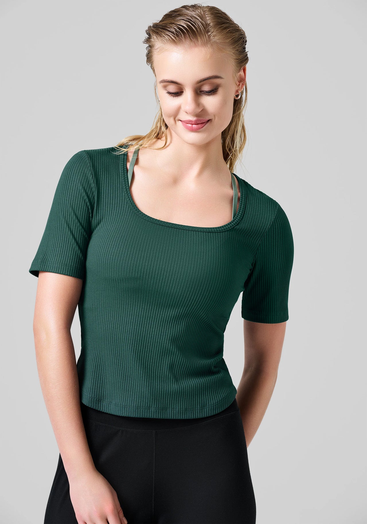 Scoop Rib Tee - Dark Pine