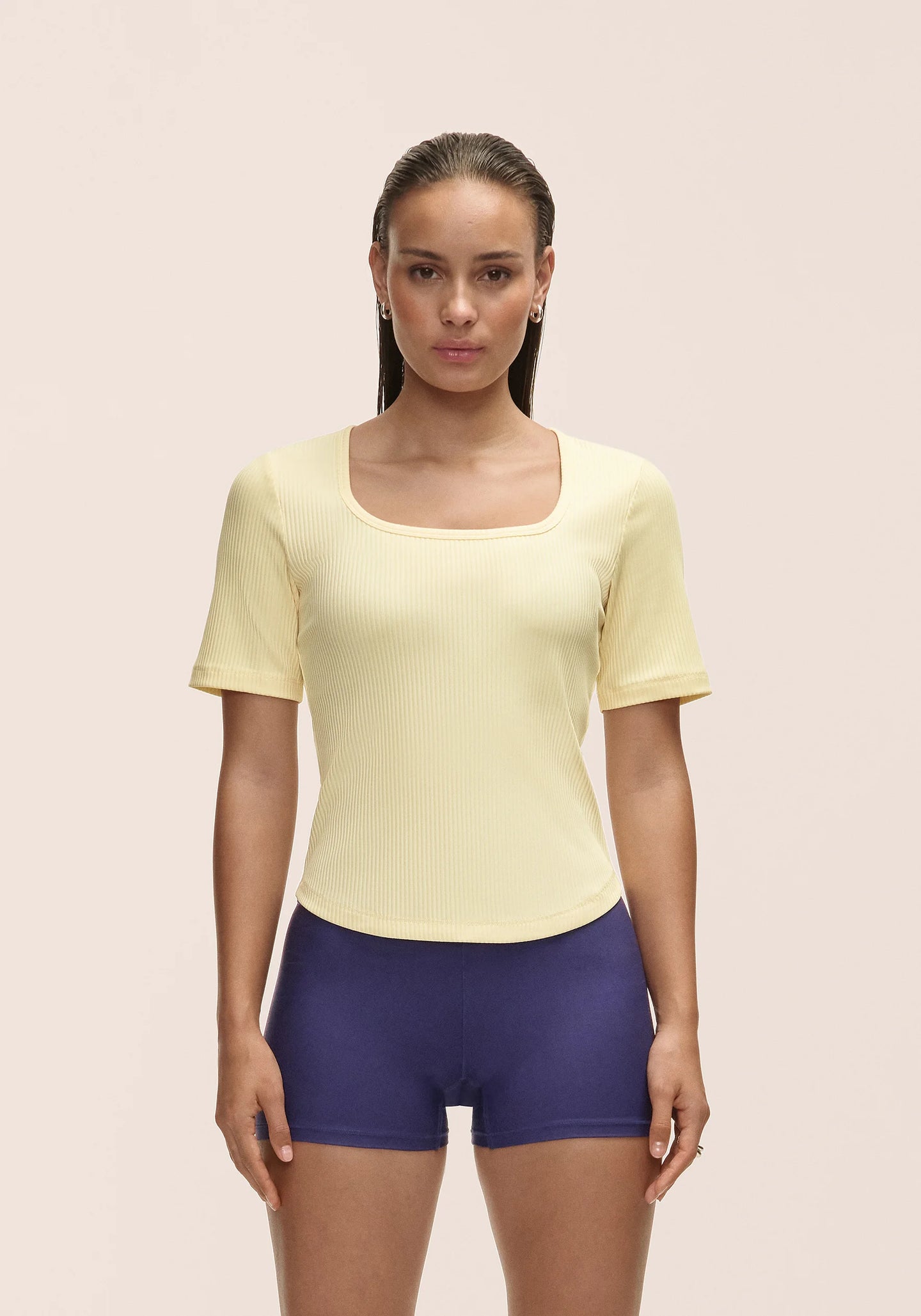 Scoop Rib Tee - Yellow Steam