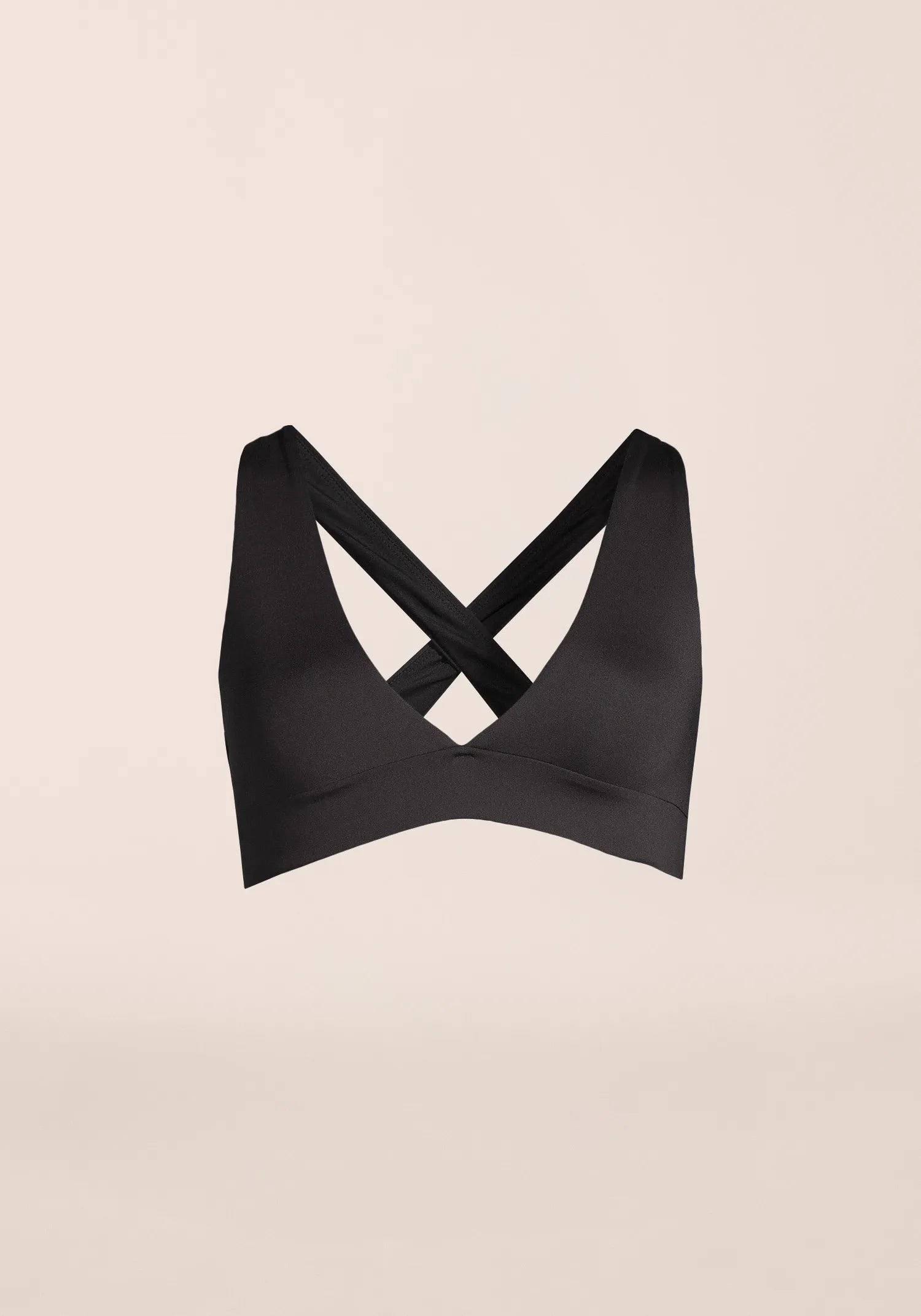 V-Neck Crossback Bikini Top - Black
