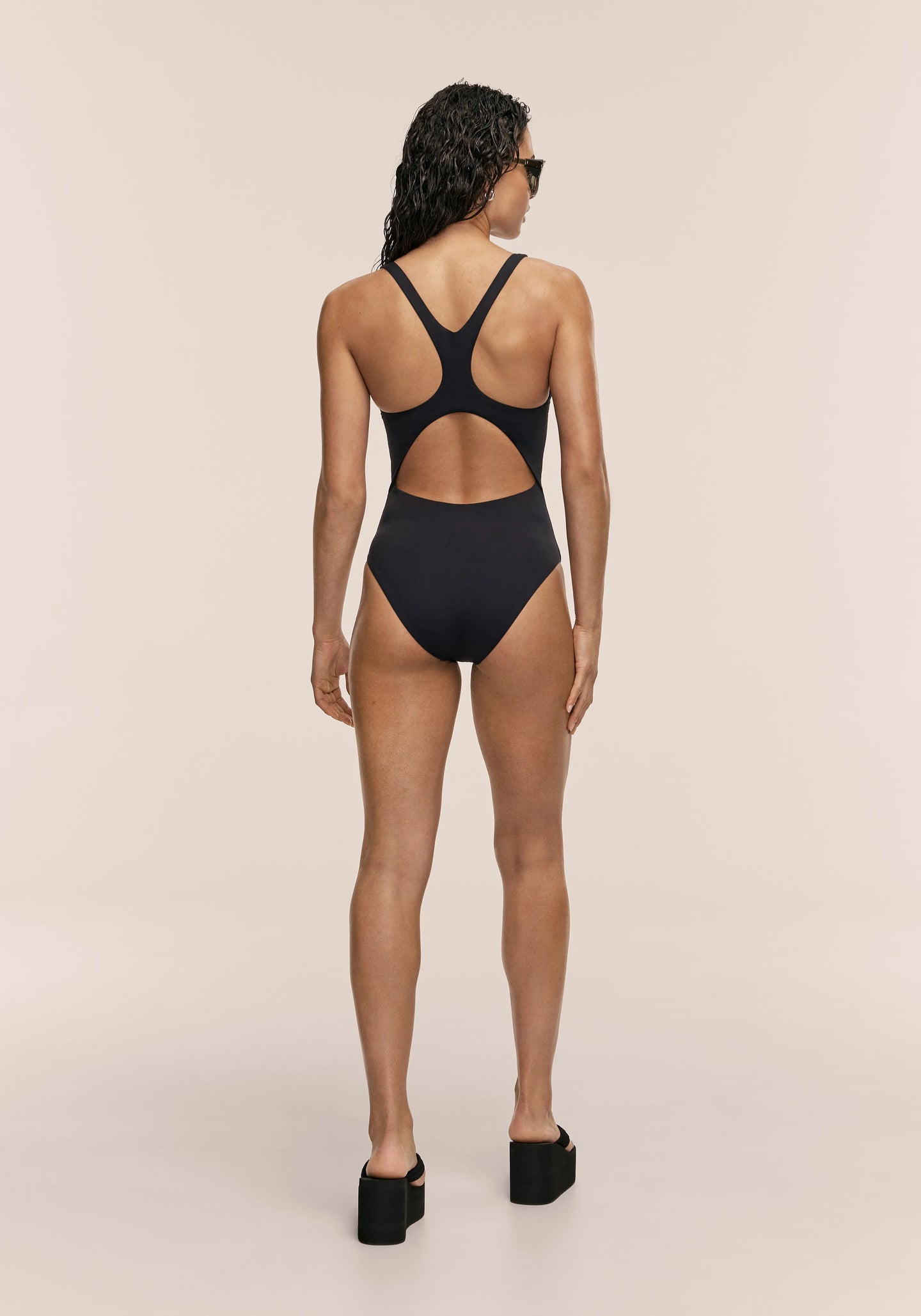 Deep Racerback Swimsuit - Black