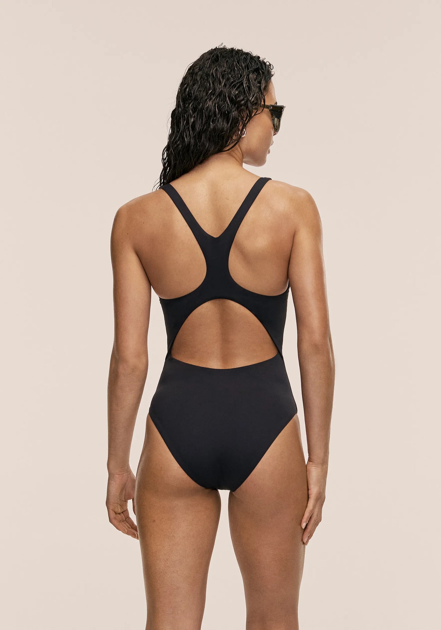 Deep Racerback Swimsuit - Black
