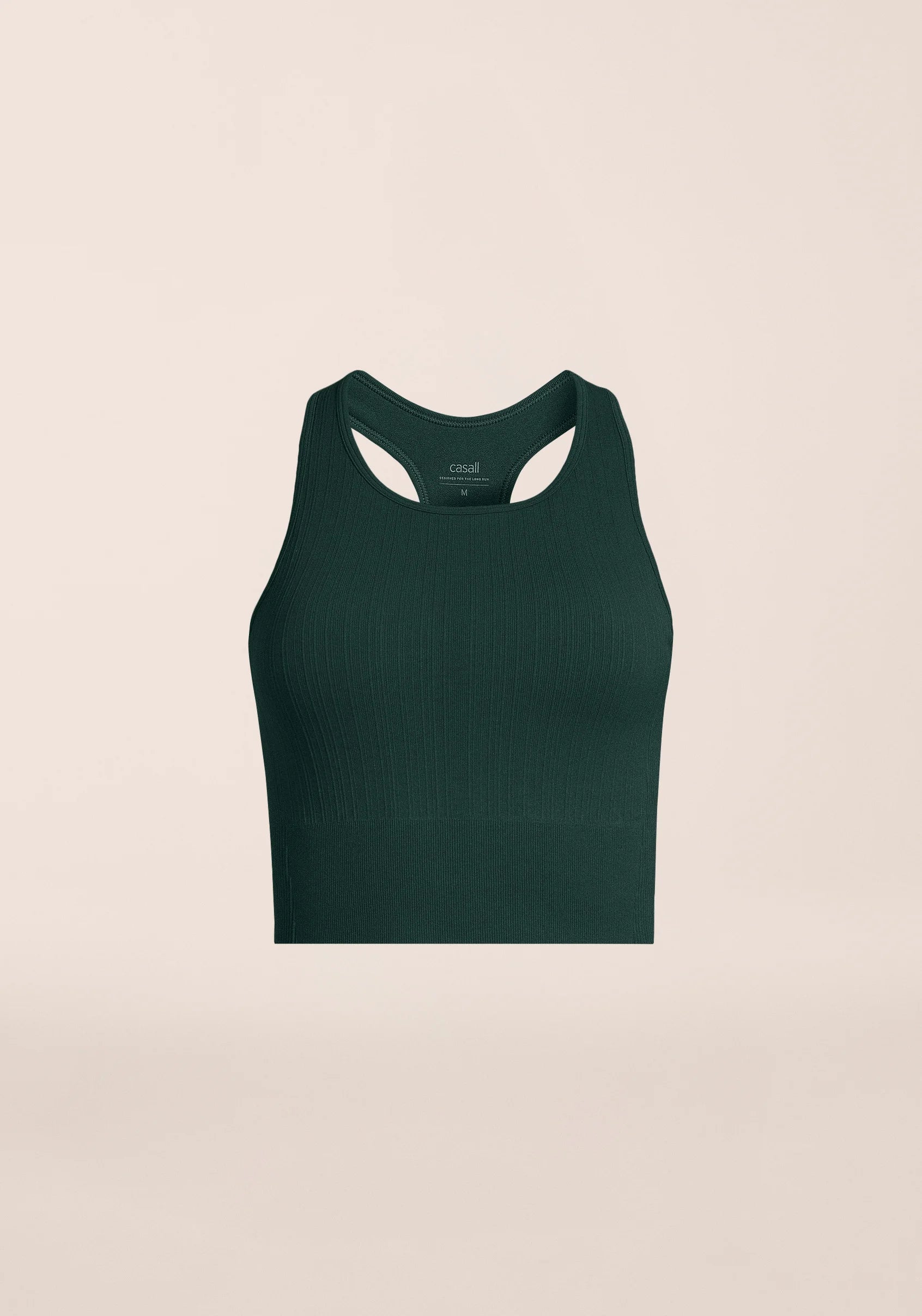 Multi Rib Seamless Padded Sports Top - Dark Pine