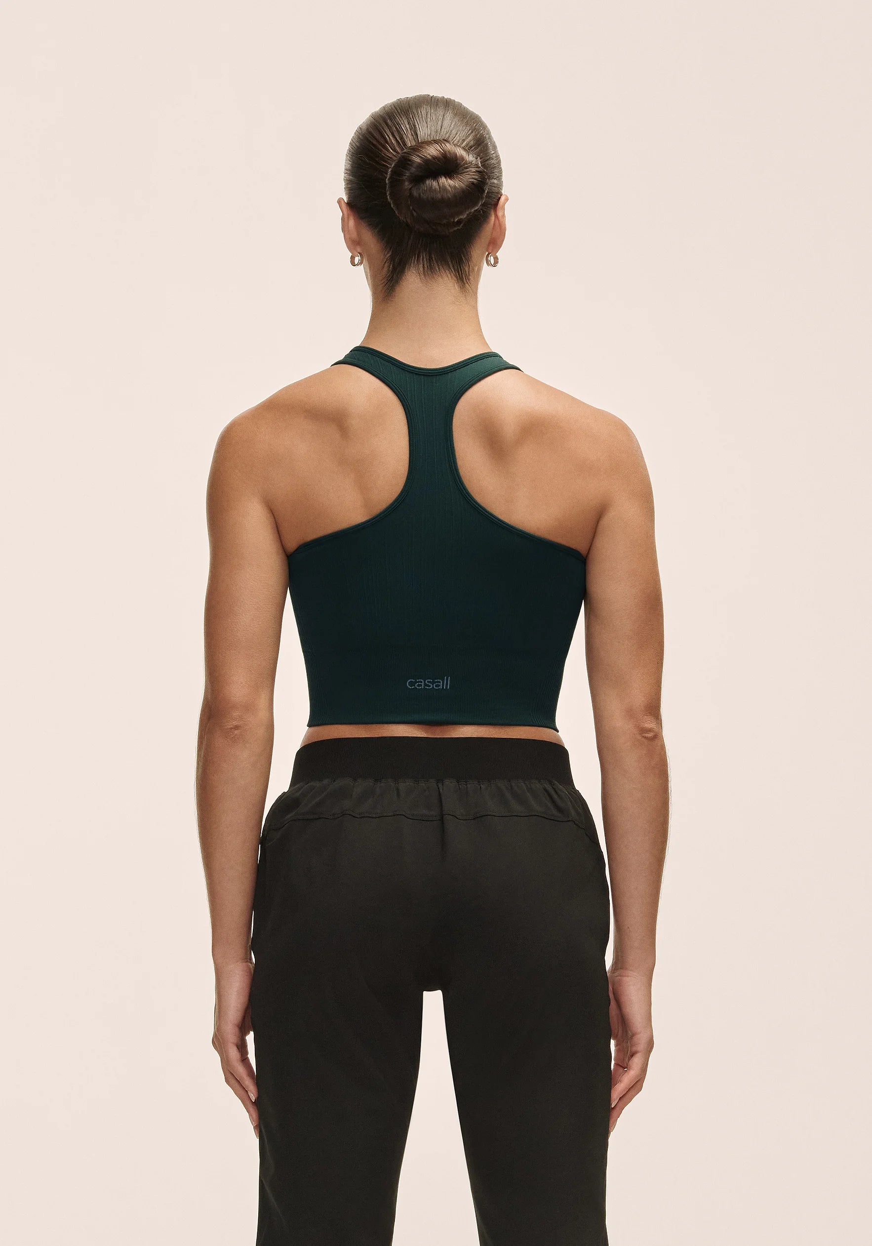 Multi Rib Seamless Padded Sports Top - Dark Pine