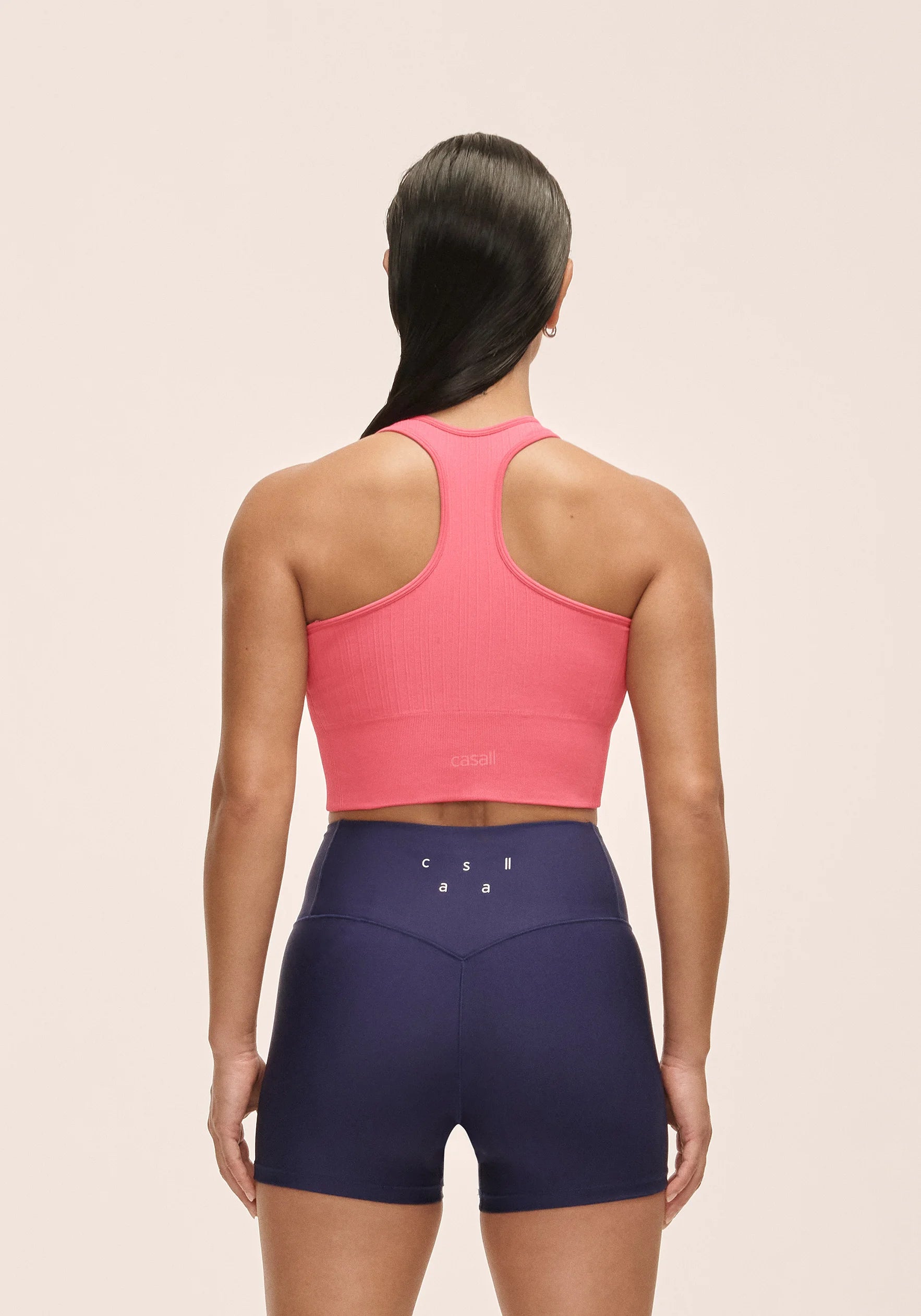 Multi Rib Seamless Padded Sports Top - Soft Berry
