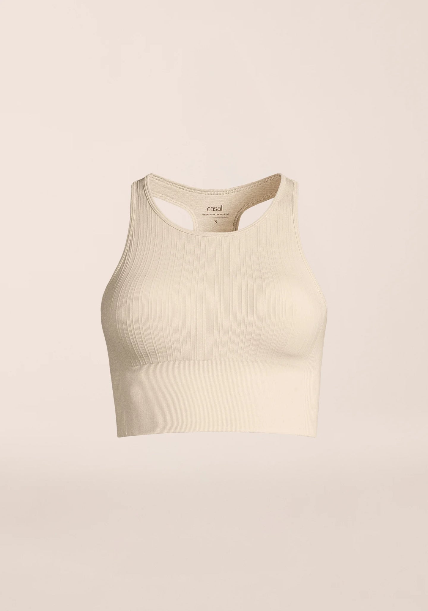 Multi Rib Seamless Padded Sports Top - Ecru