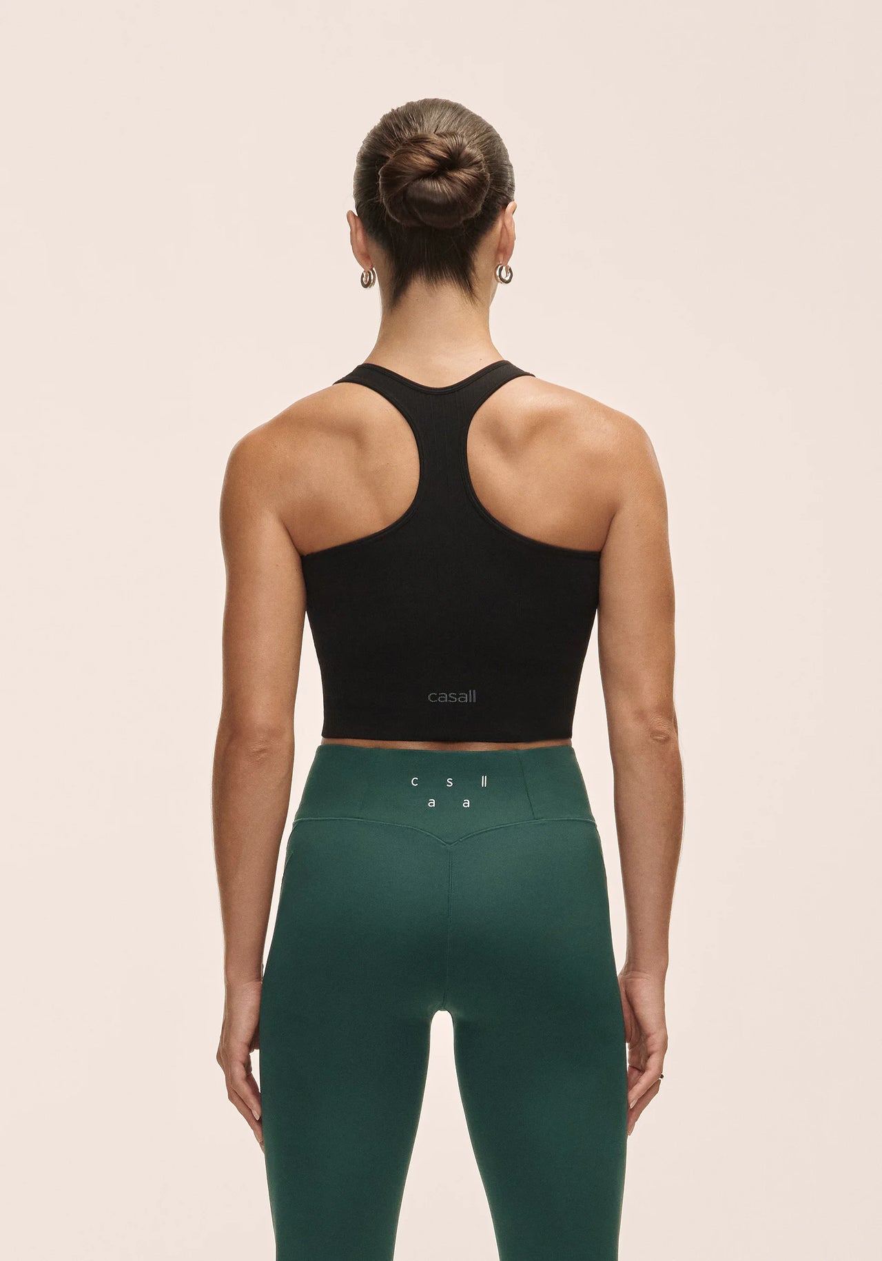Multi Rib Seamless Padded Sports Top - Black