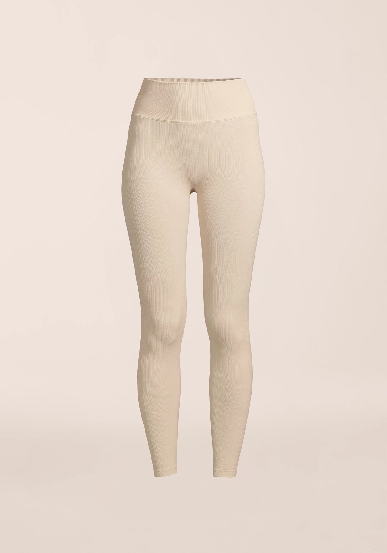 Multi Rib Seamless High Waist Tights - Ecru