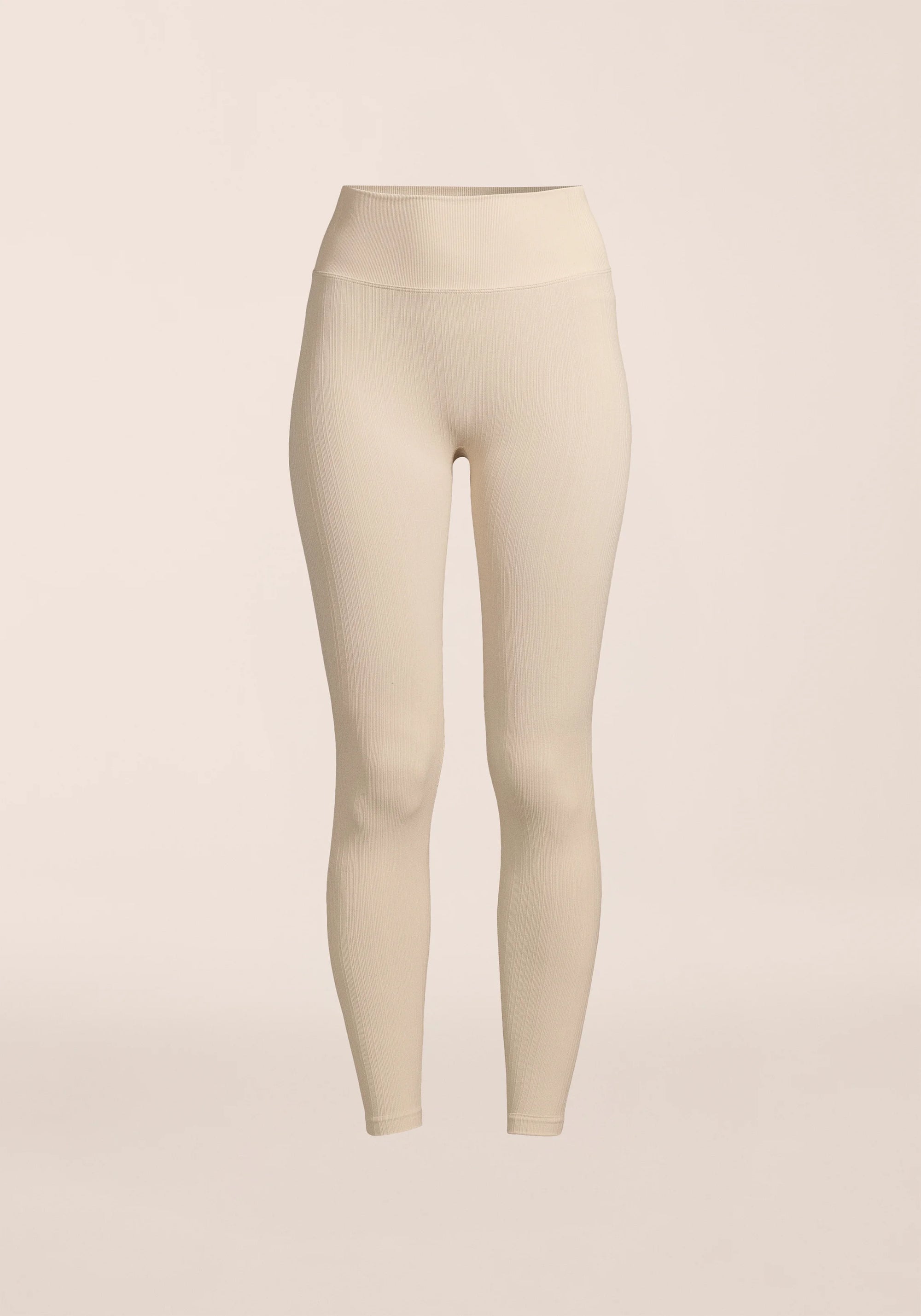 Multi Rib Seamless High Waist Tights - Ecru