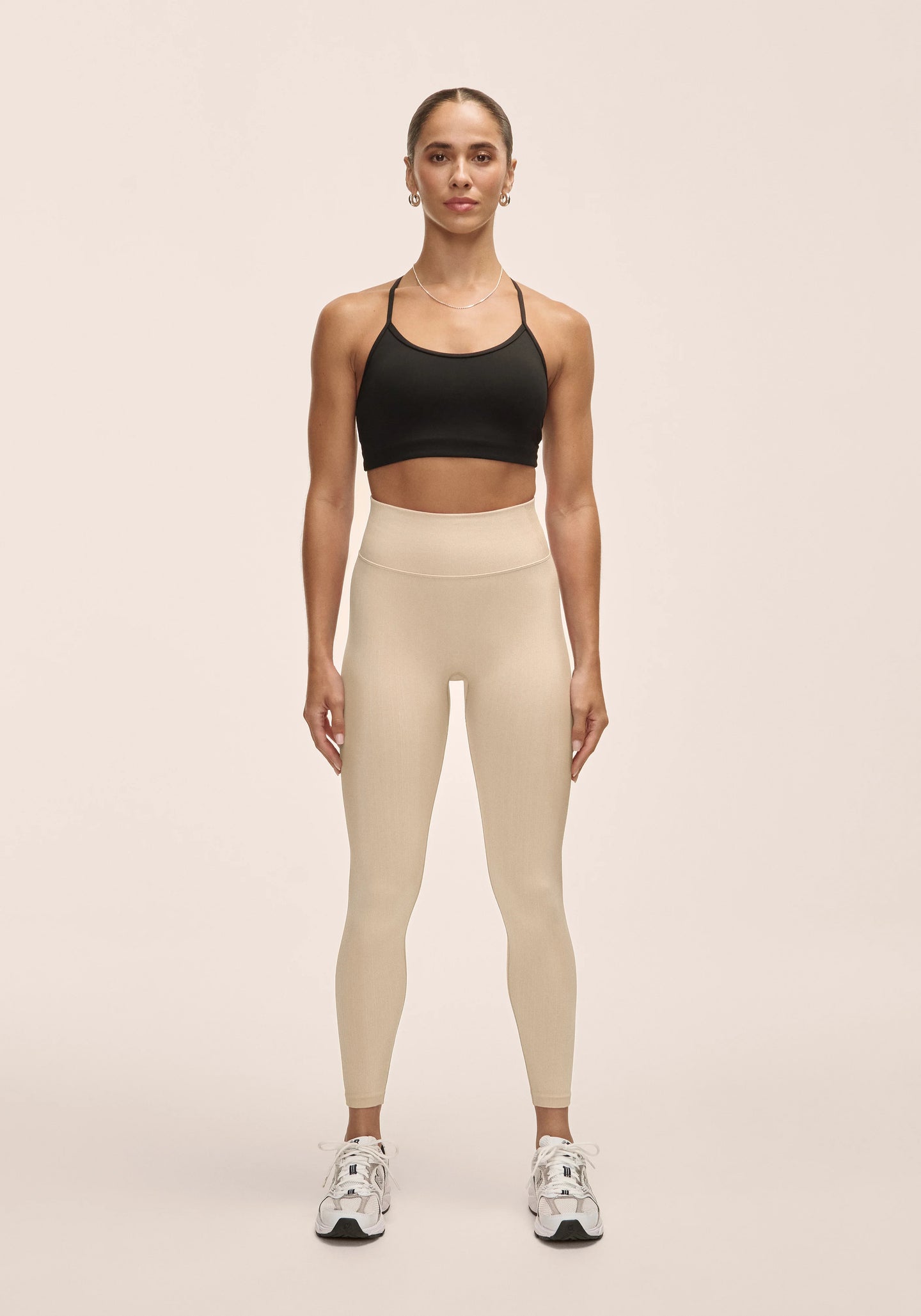 Multi Rib Seamless High Waist Tights Ecru