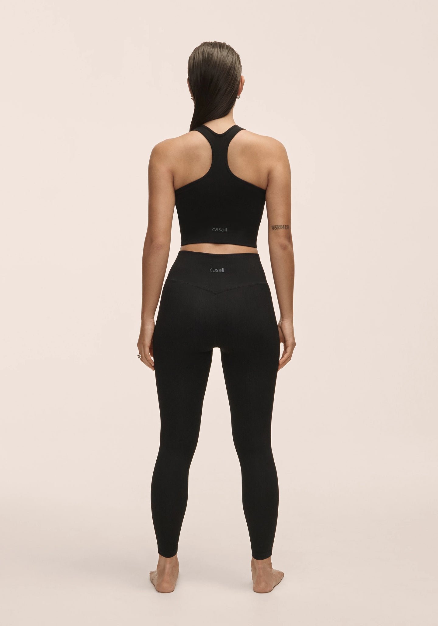 Multi Rib Seamless High Waist Tights - Black