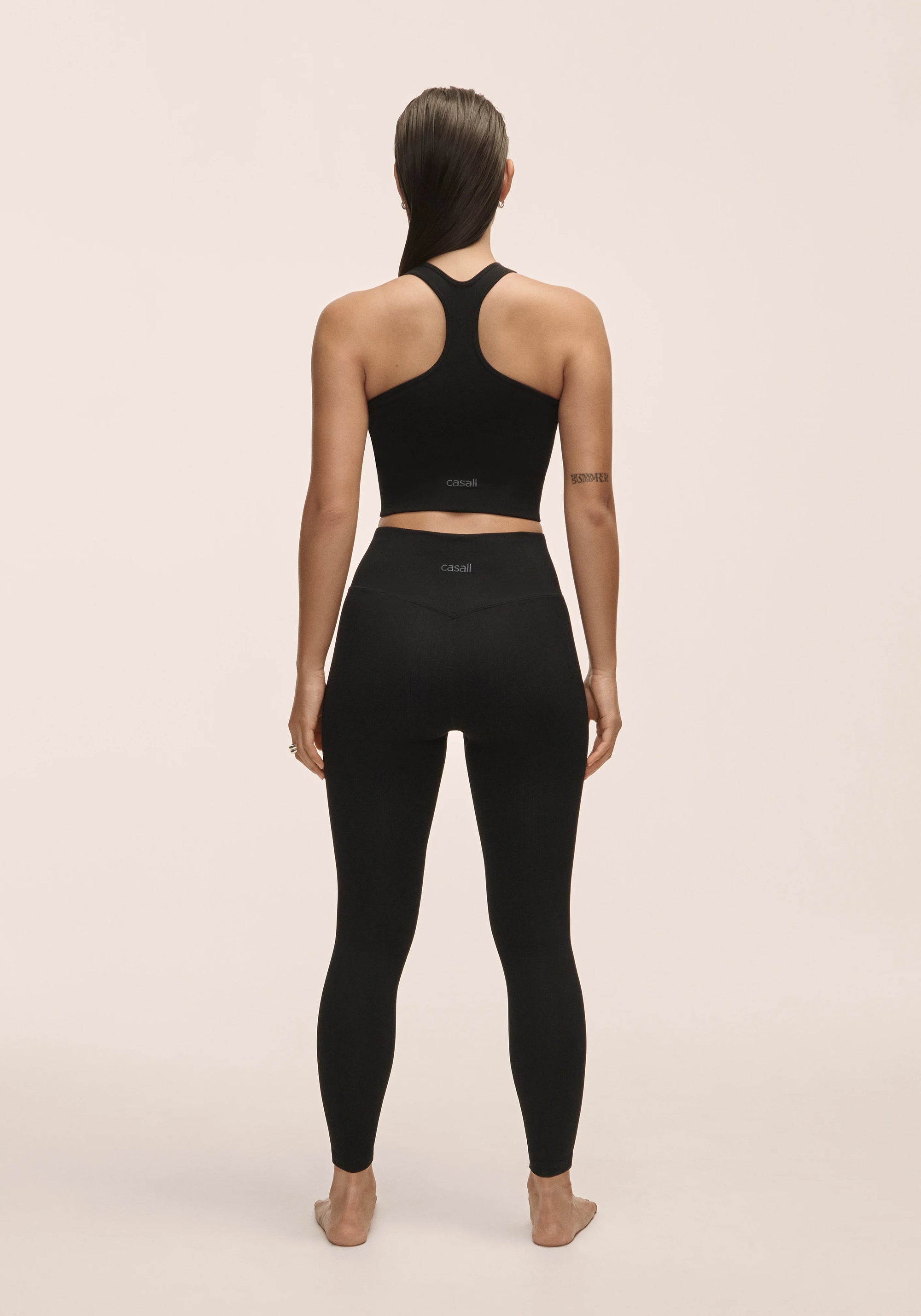 Multi Rib Seamless High Waist Tights - Black