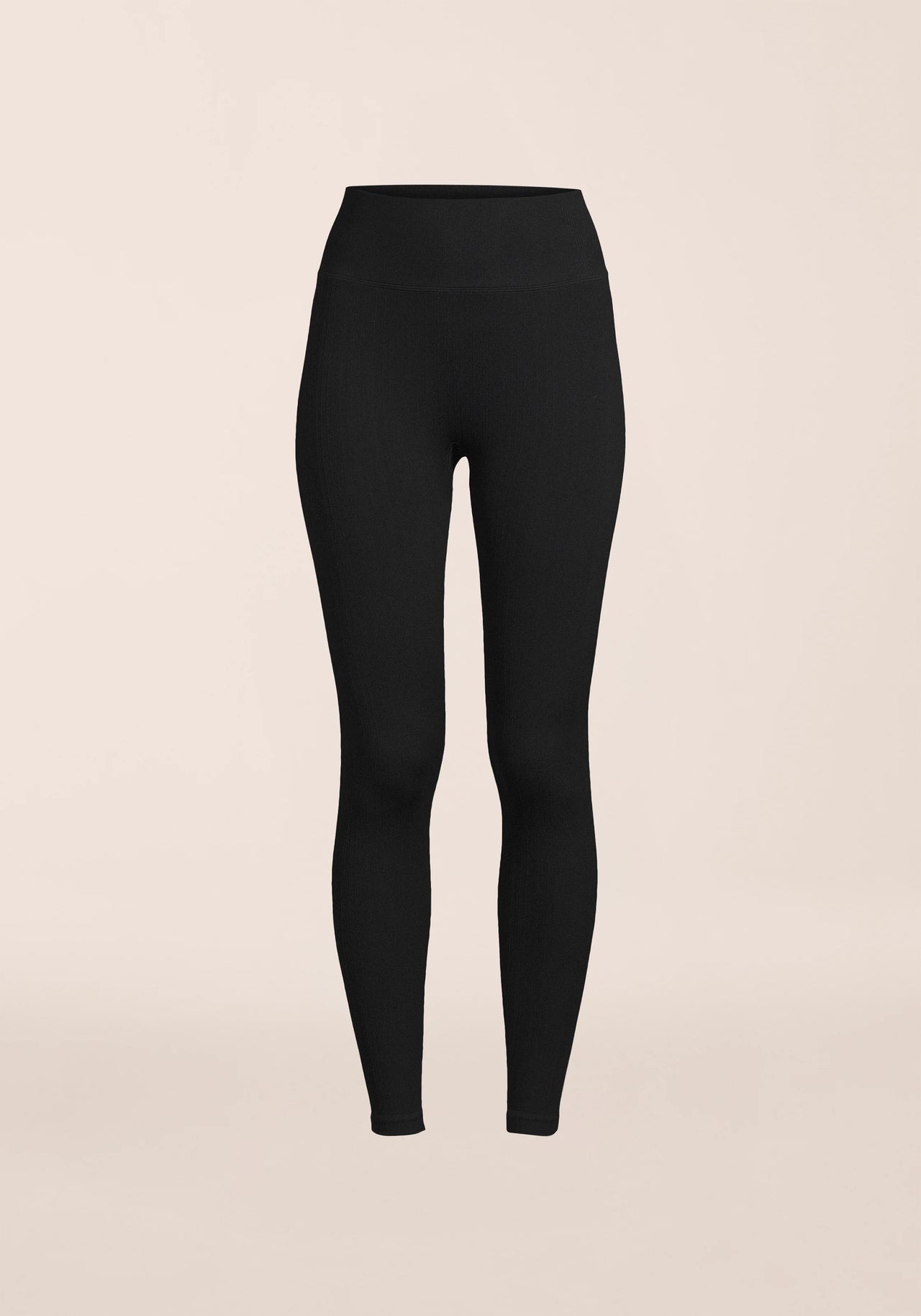 Multi Rib Seamless High Waist Tights - Black