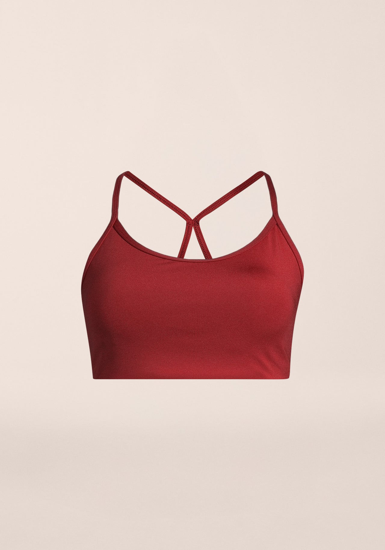 Sleek Strappy Sports Bra - Maroon Red