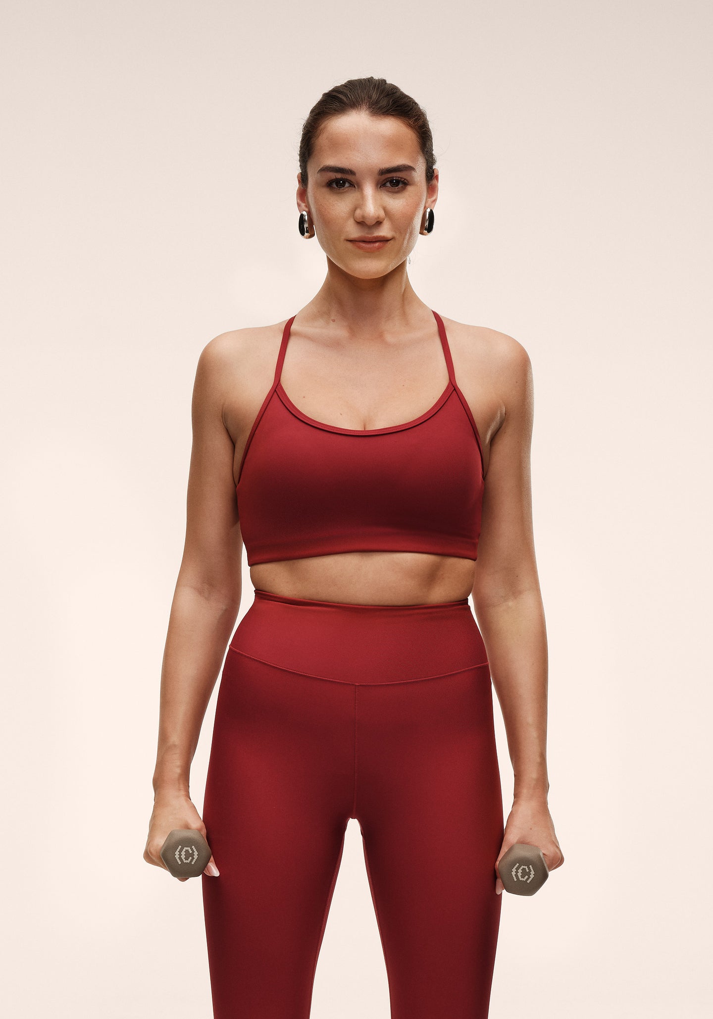 Sleek Strappy Sports Bra - Maroon Red