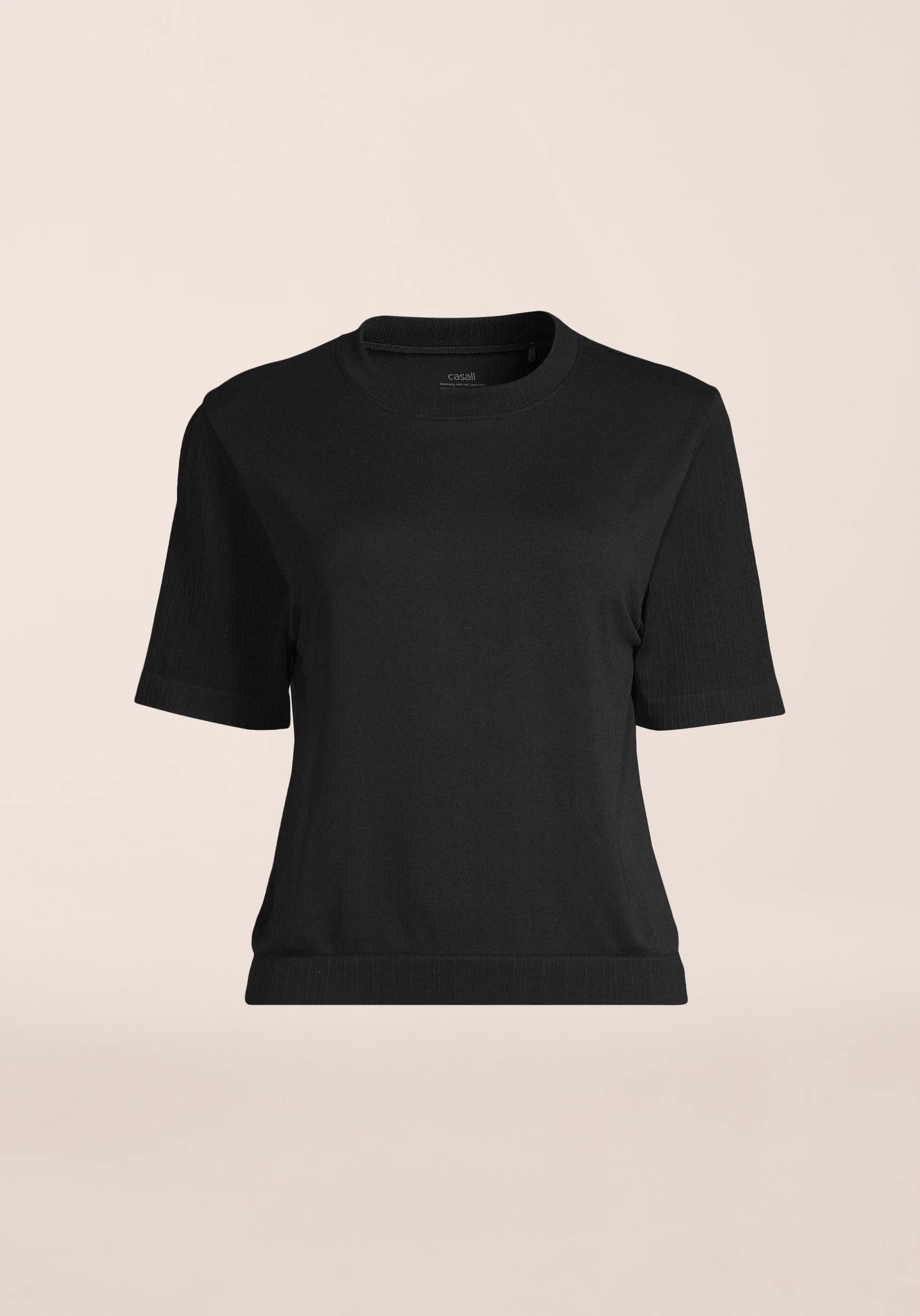 Seamless Rib Sleeve Tee - Black