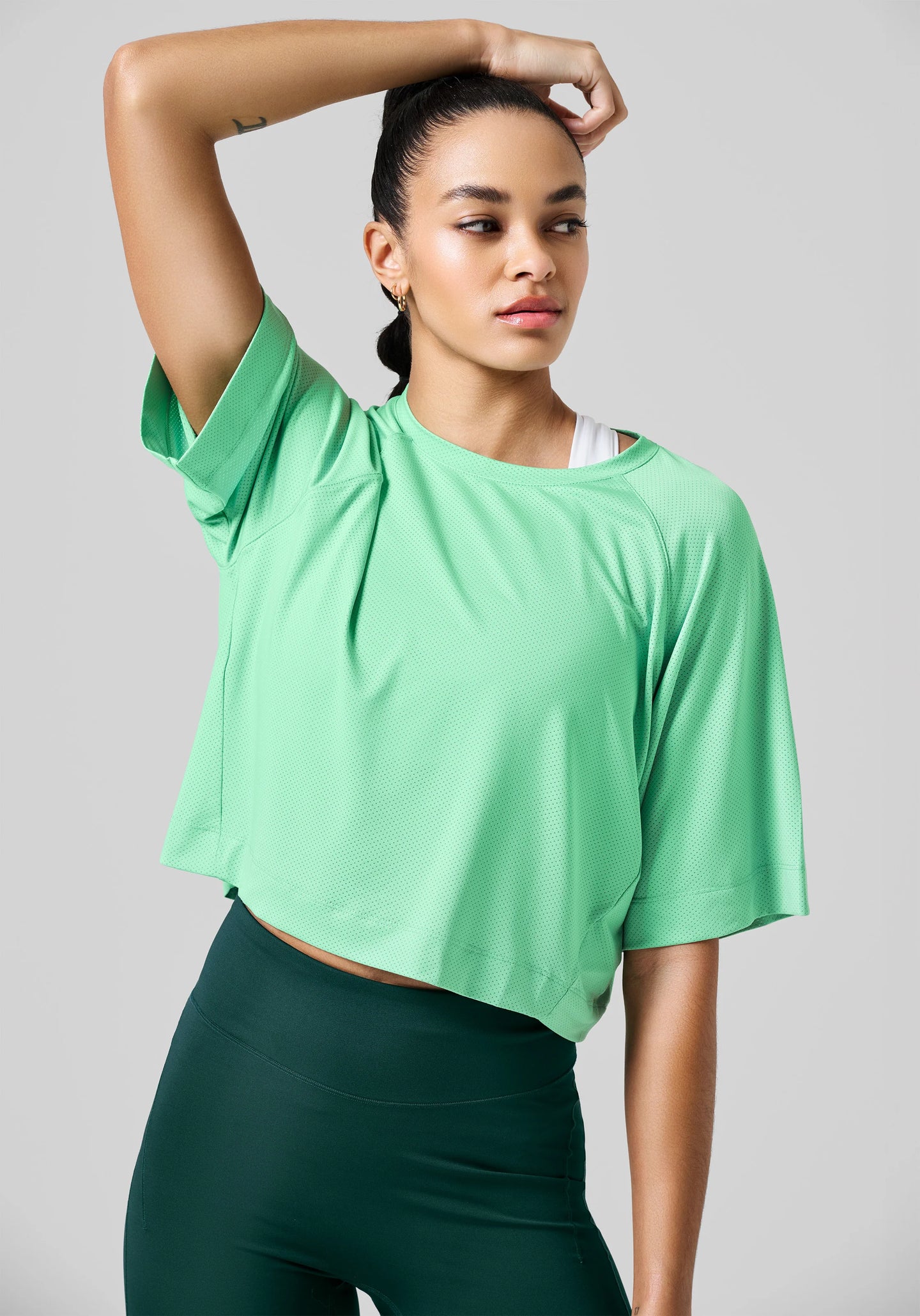 Laser Mesh Crop Tee Apple Crush