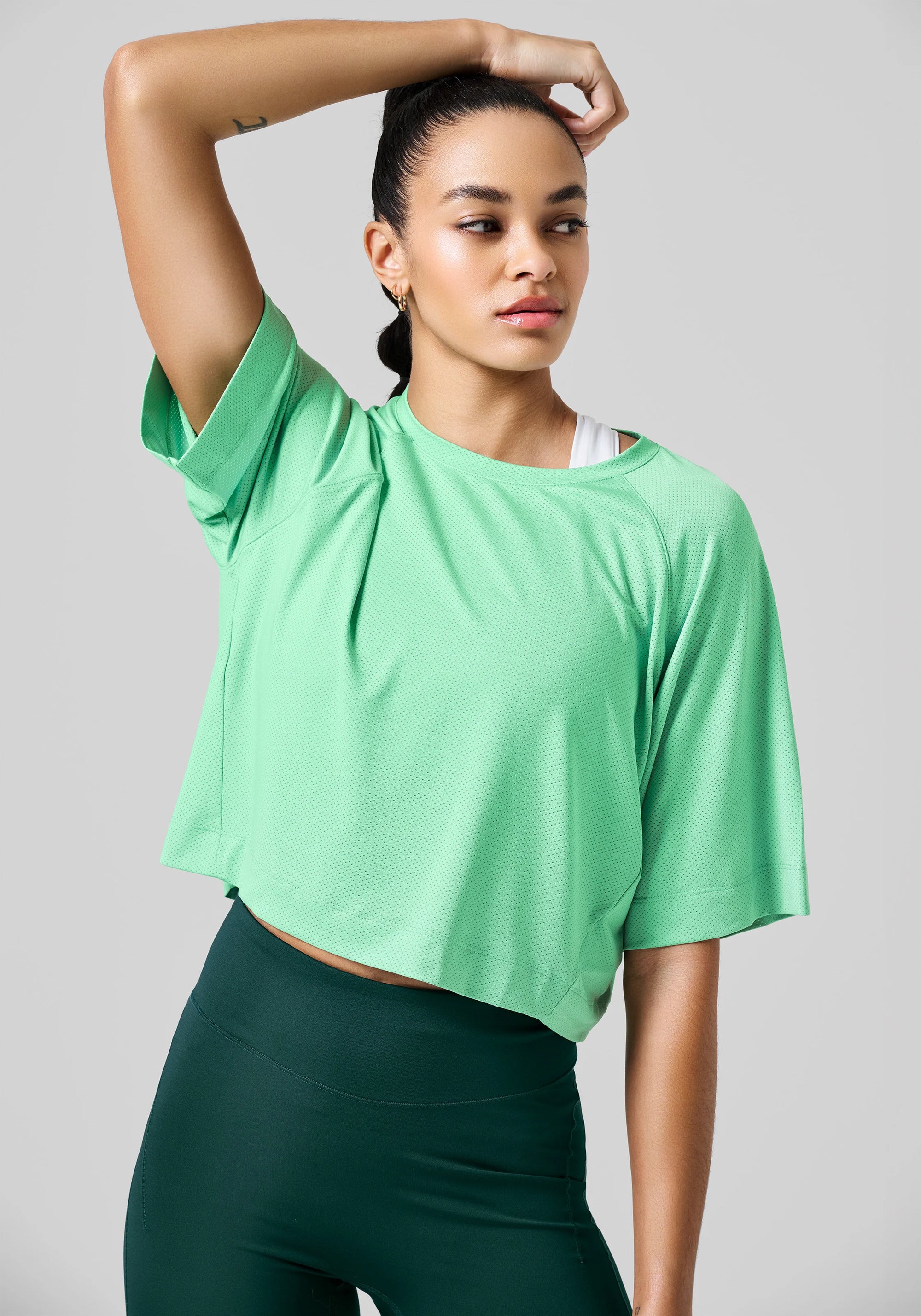 Laser Mesh Crop Tee Apple Crush