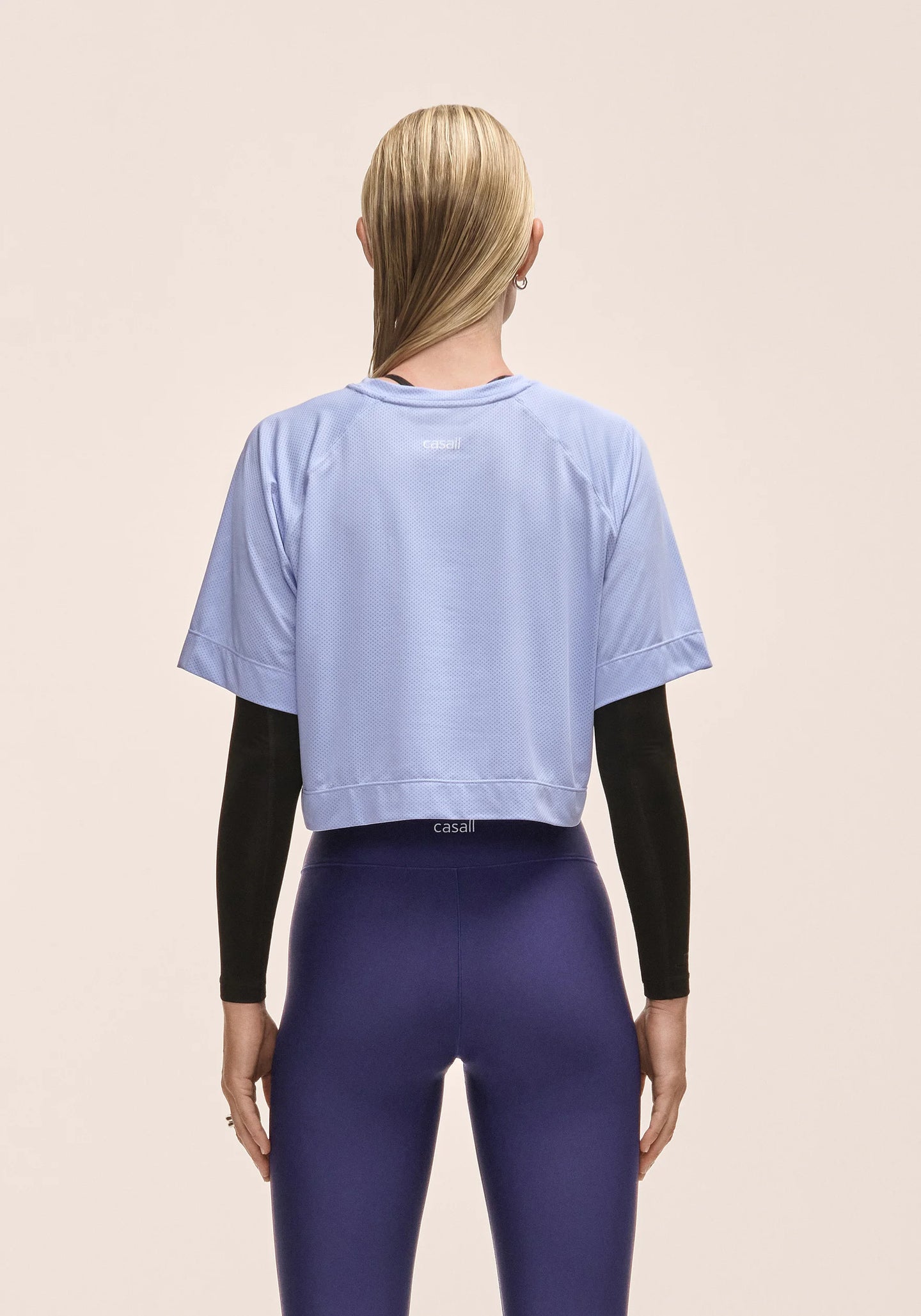 Laser Mesh Crop Tee - Blueberry Mist