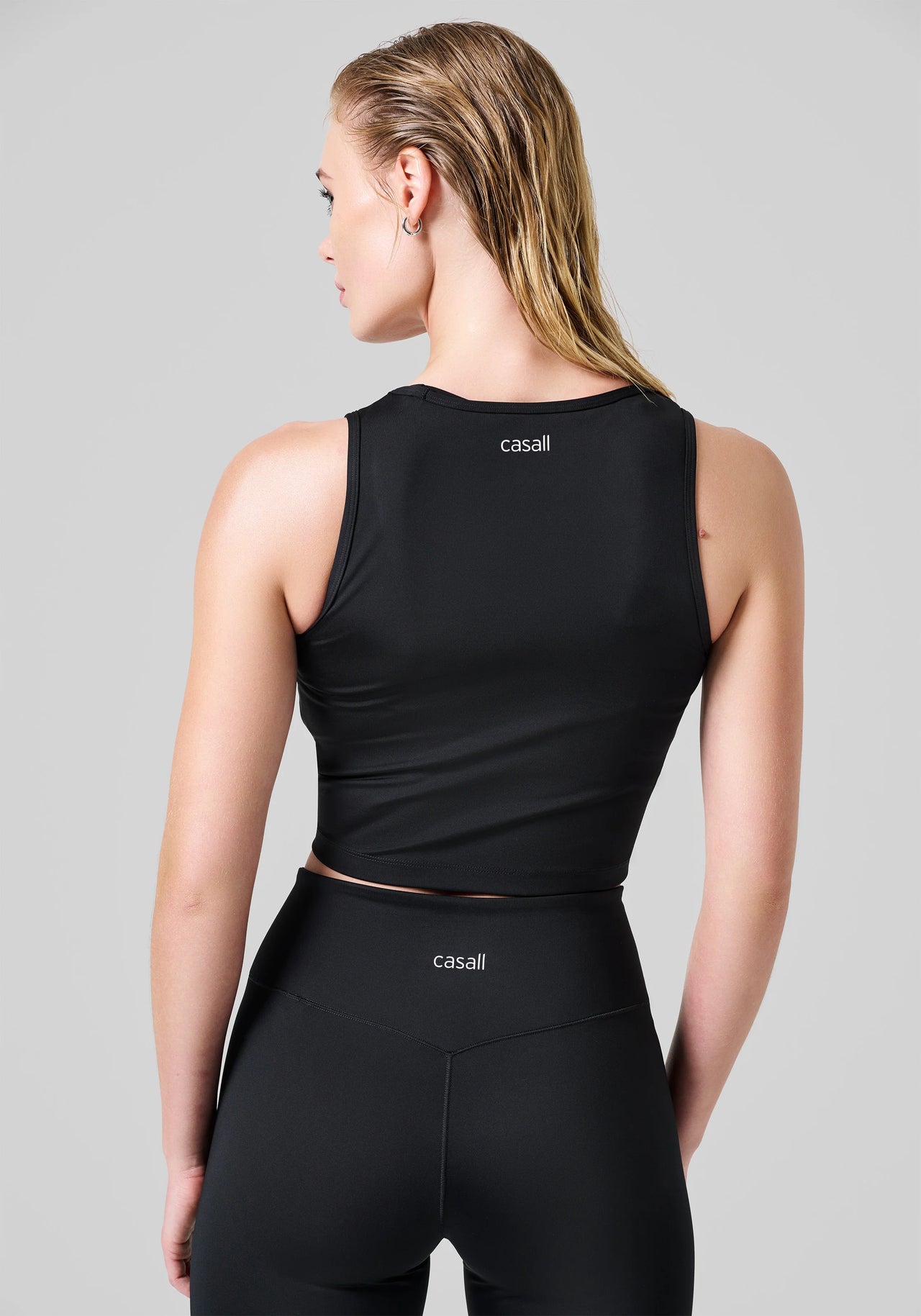 Crease Sleeveless Crop Top - Black