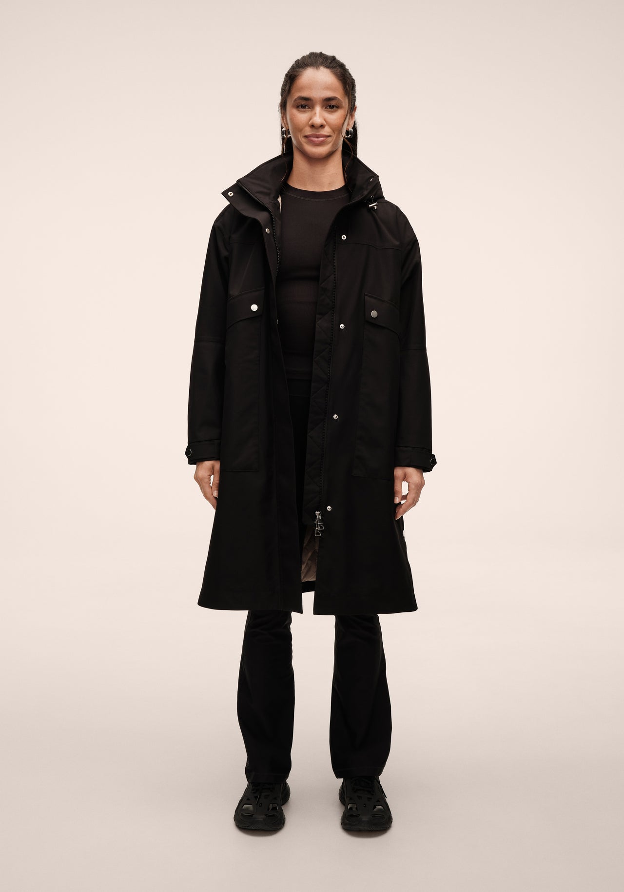 Light Padded Rain Parka - Black