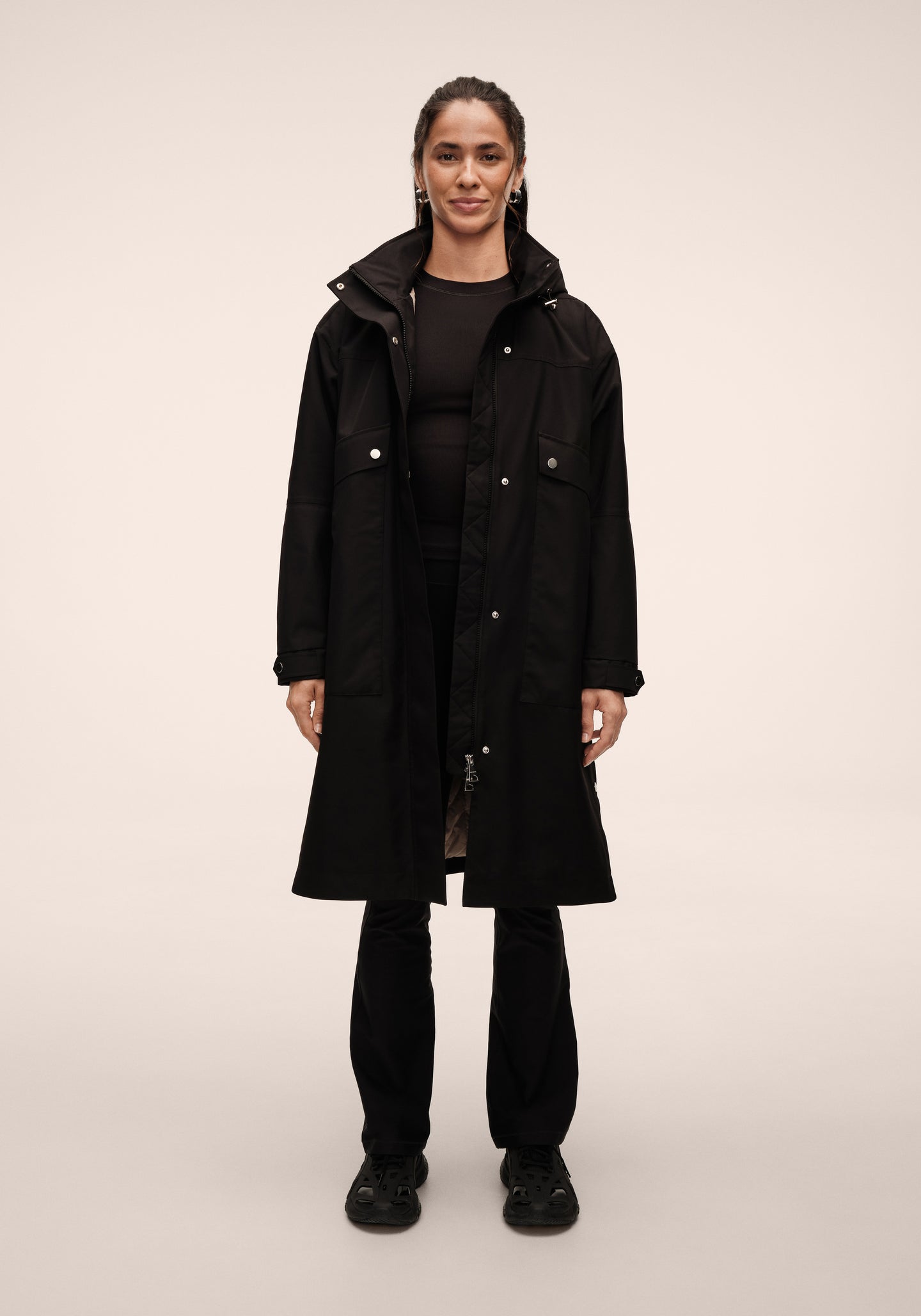 Light Padded Rain Parka - Black