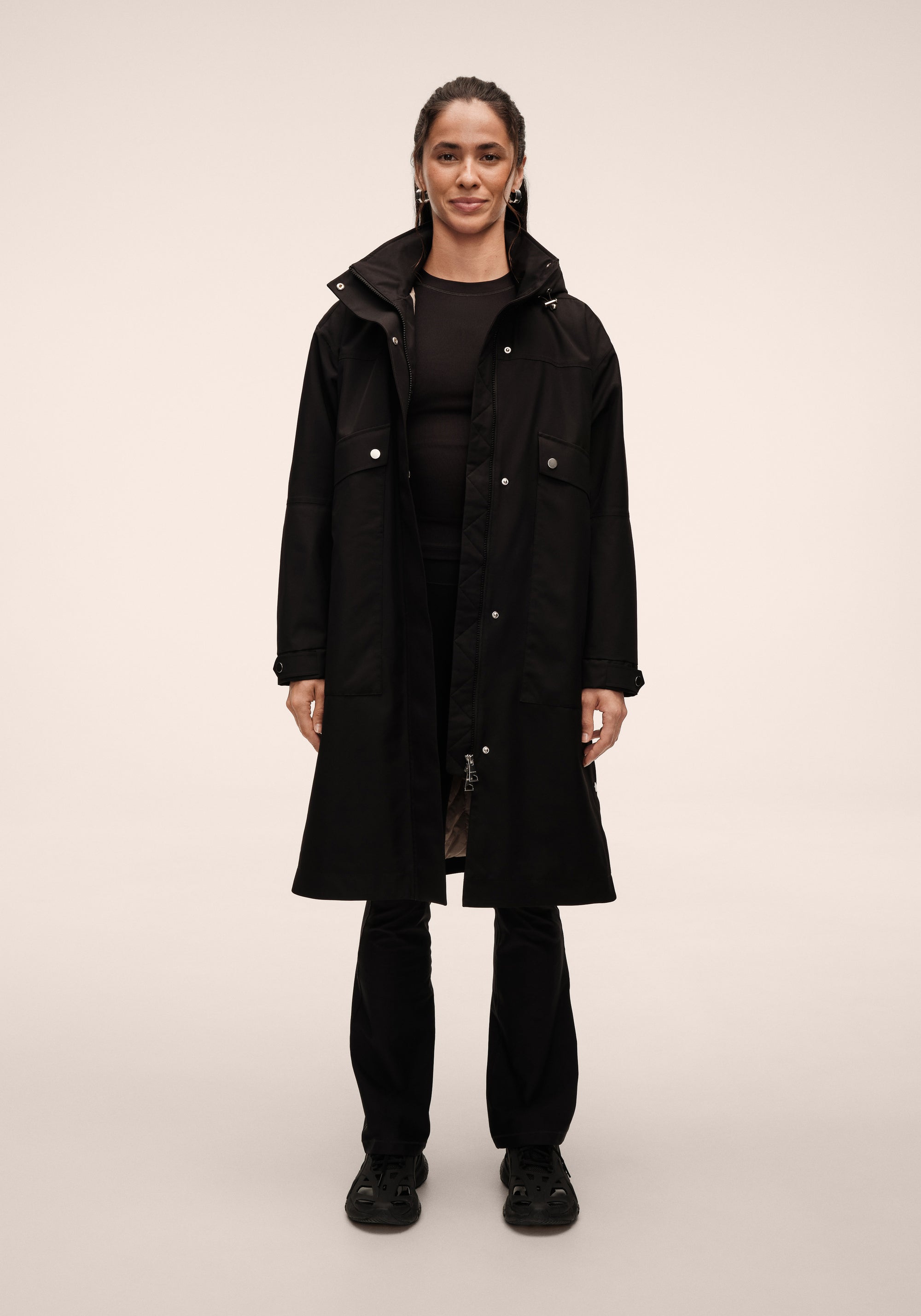Light Padded Rain Parka - Black