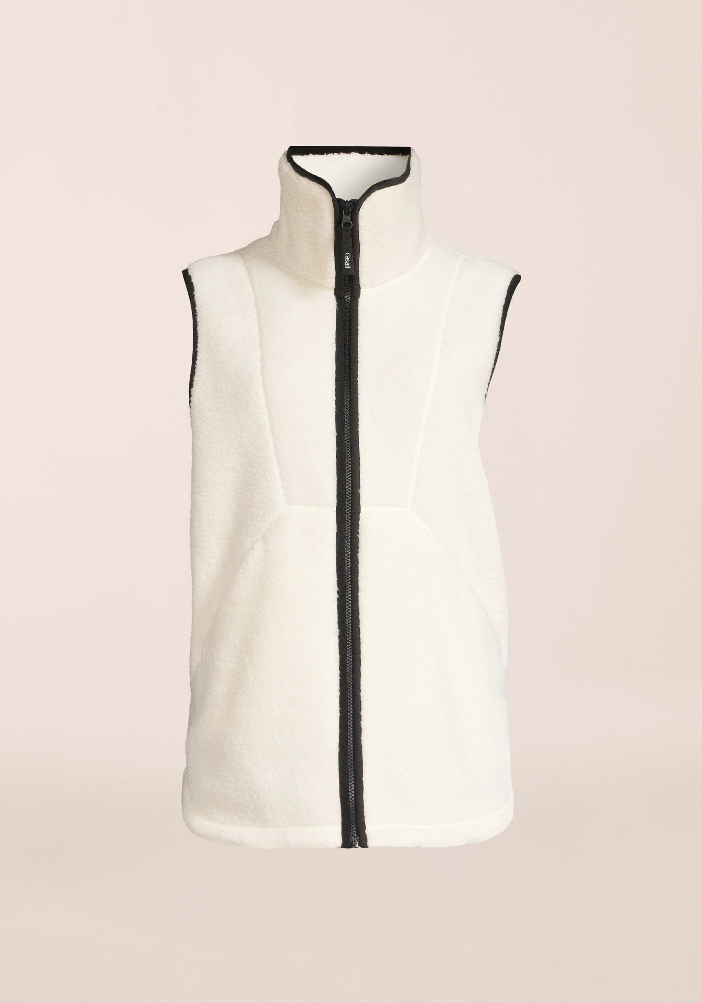 High Collar Pile Vest - Off white