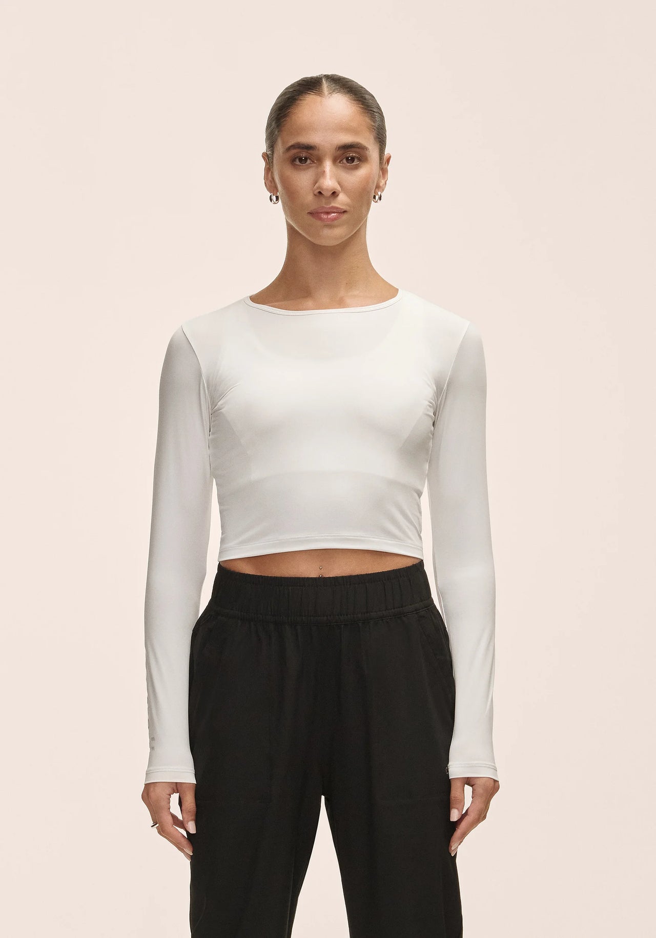 Graphic Crop Long Sleeve White