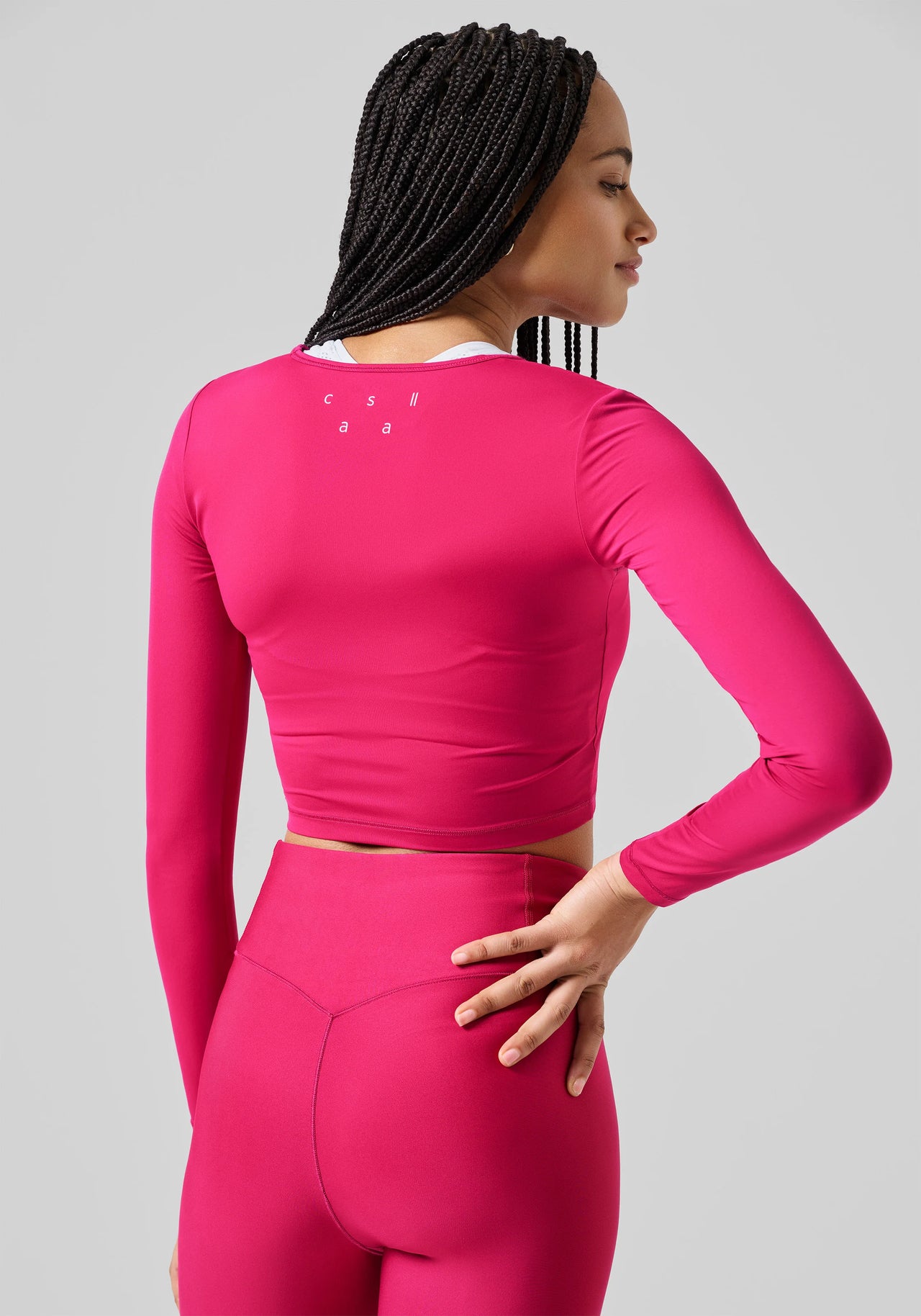 Graphic Crop Long Sleeve - Punch Pink