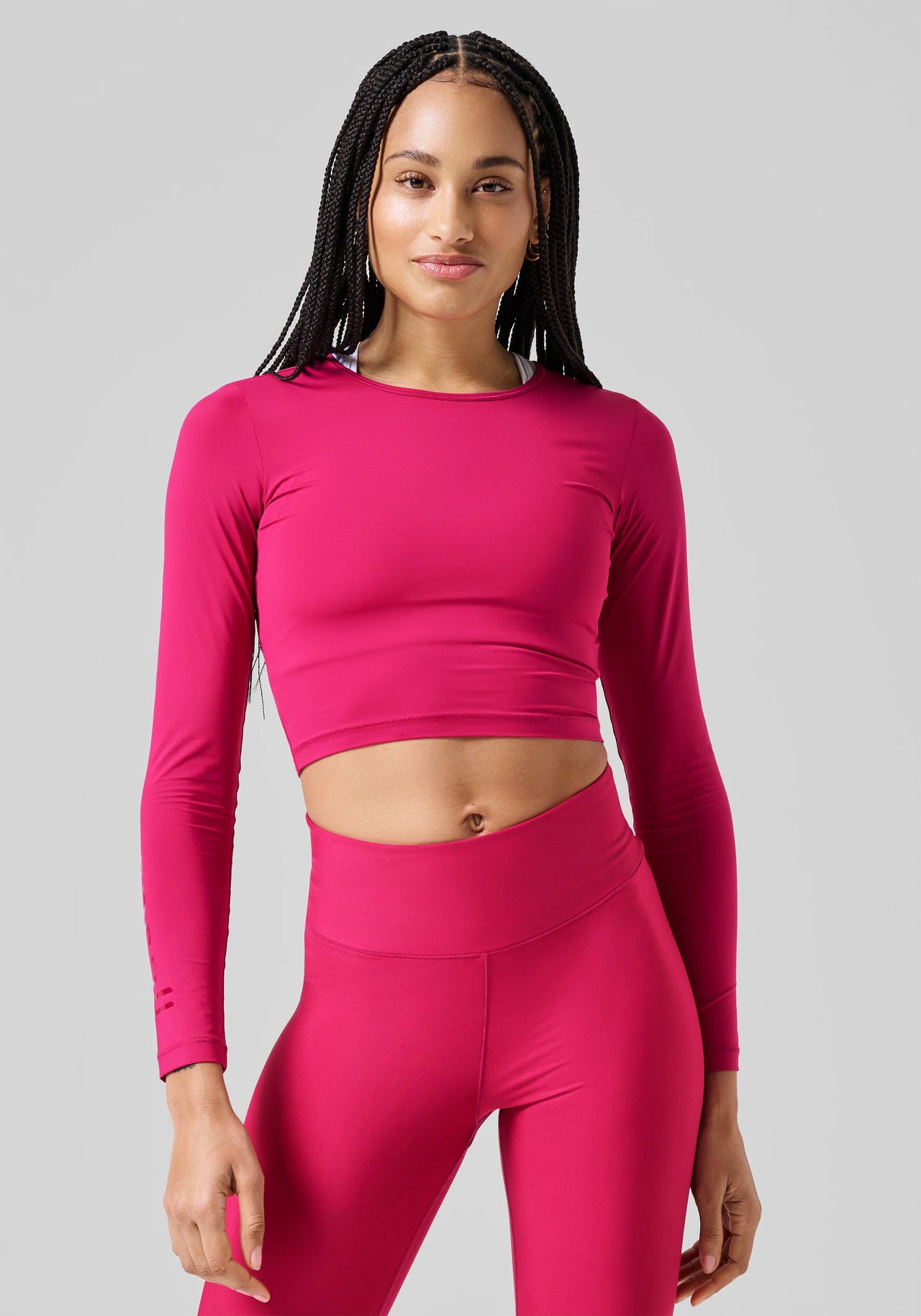 Graphic Crop Long Sleeve Punch Pink