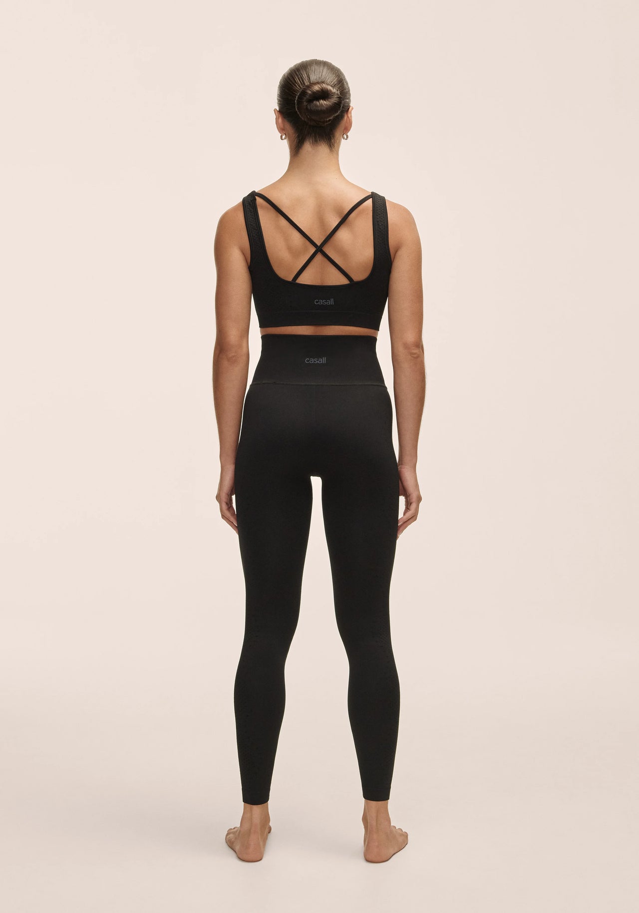 Scallop High Waist Seamless Tights - Black