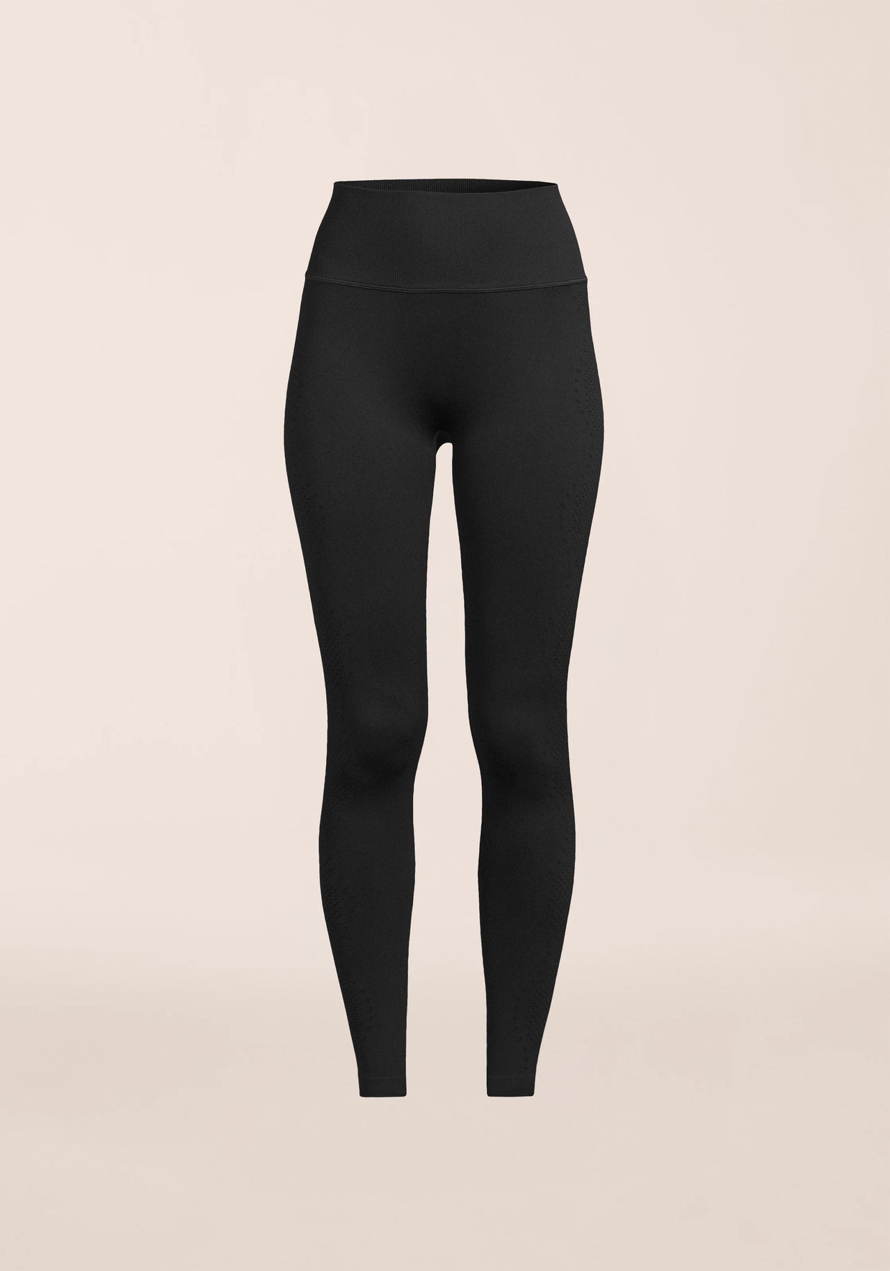 Scallop High Waist Seamless Tights - Black