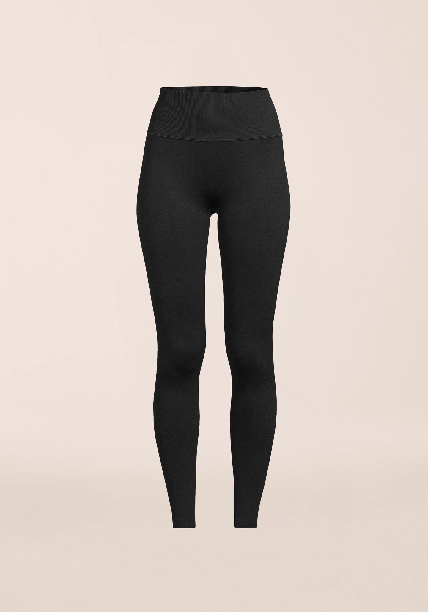 Scallop High Waist Seamless Tights - Black