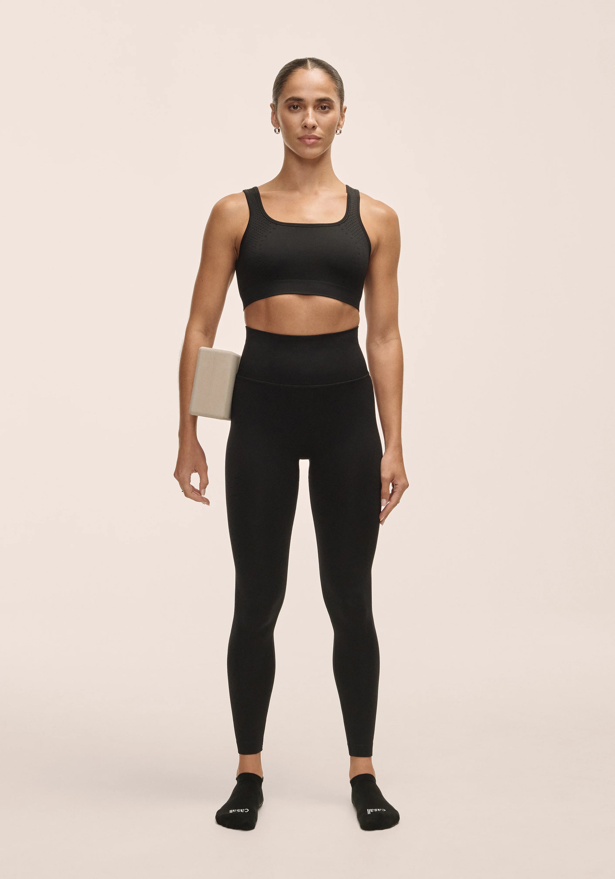 Scallop High Waist Seamless Tights Black