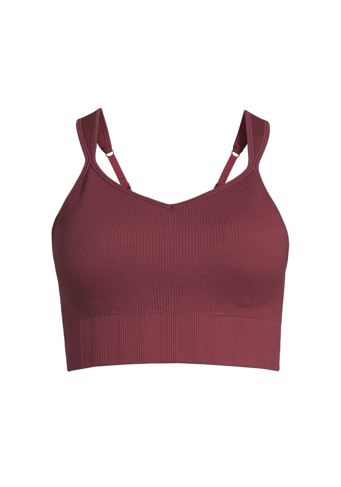 Seamless Rib Padded Sports Bra - Evening Red