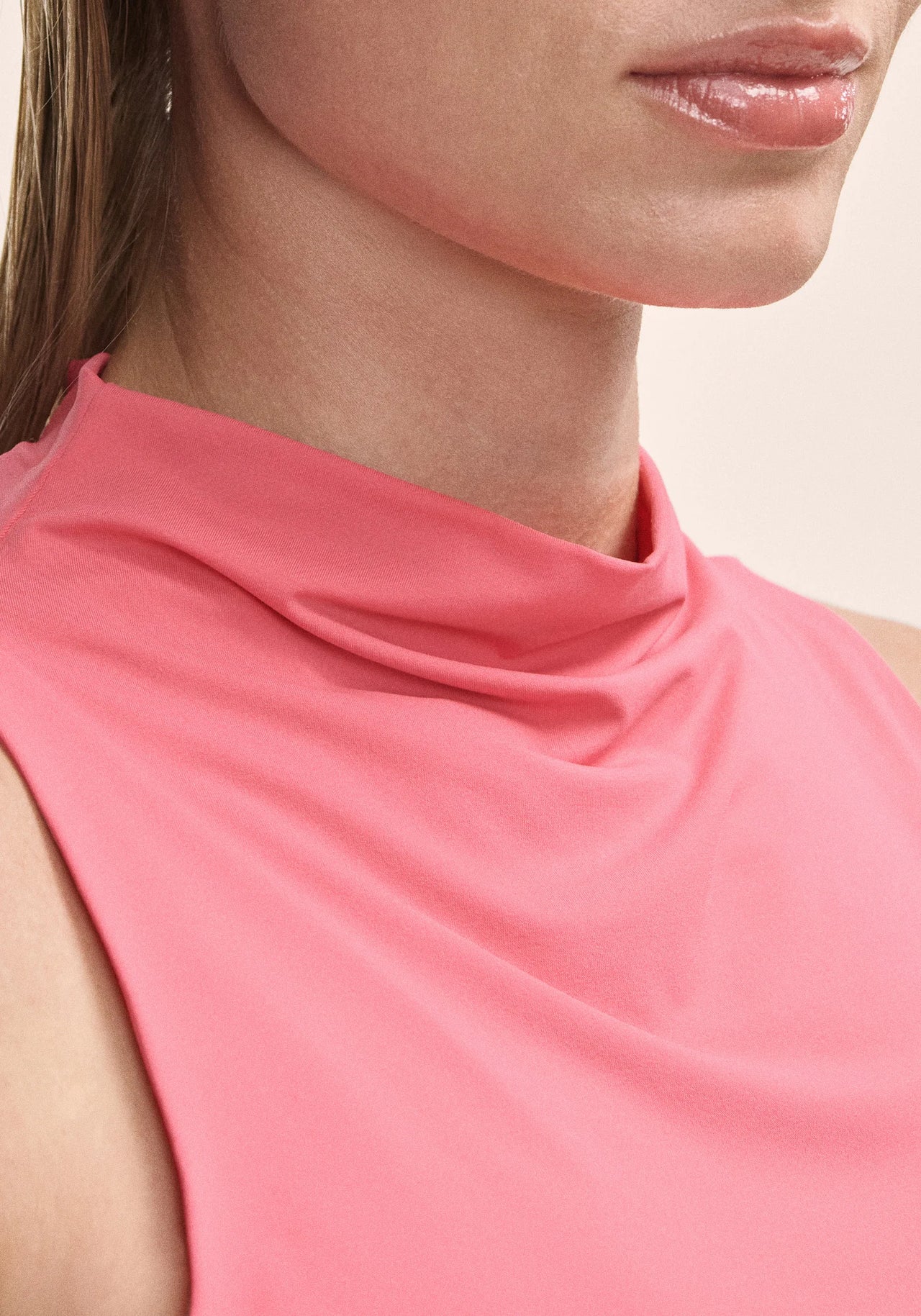 Drapy Funnel Neck Top - Soft Berry