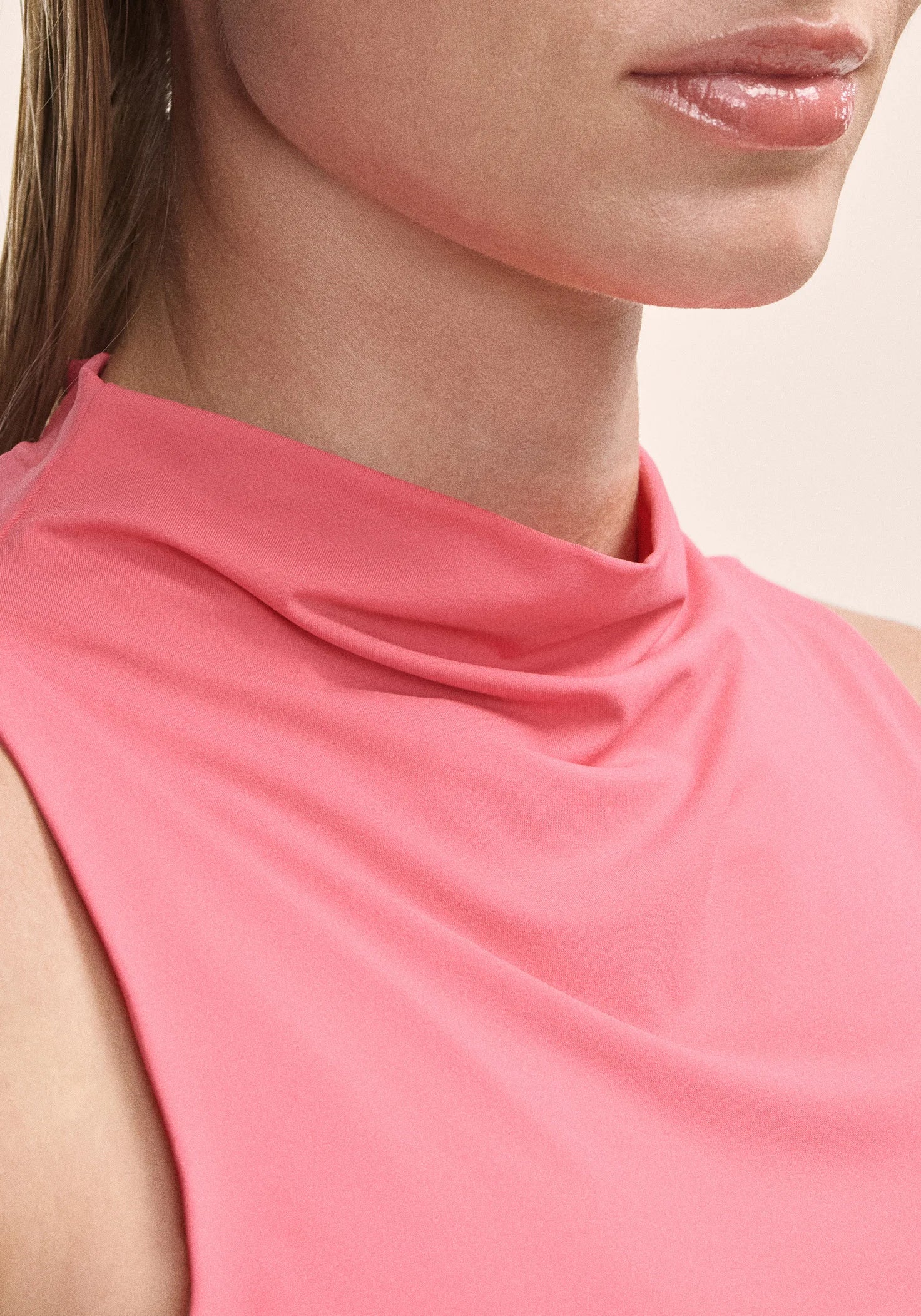 Drapy Funnel Neck Top - Soft Berry