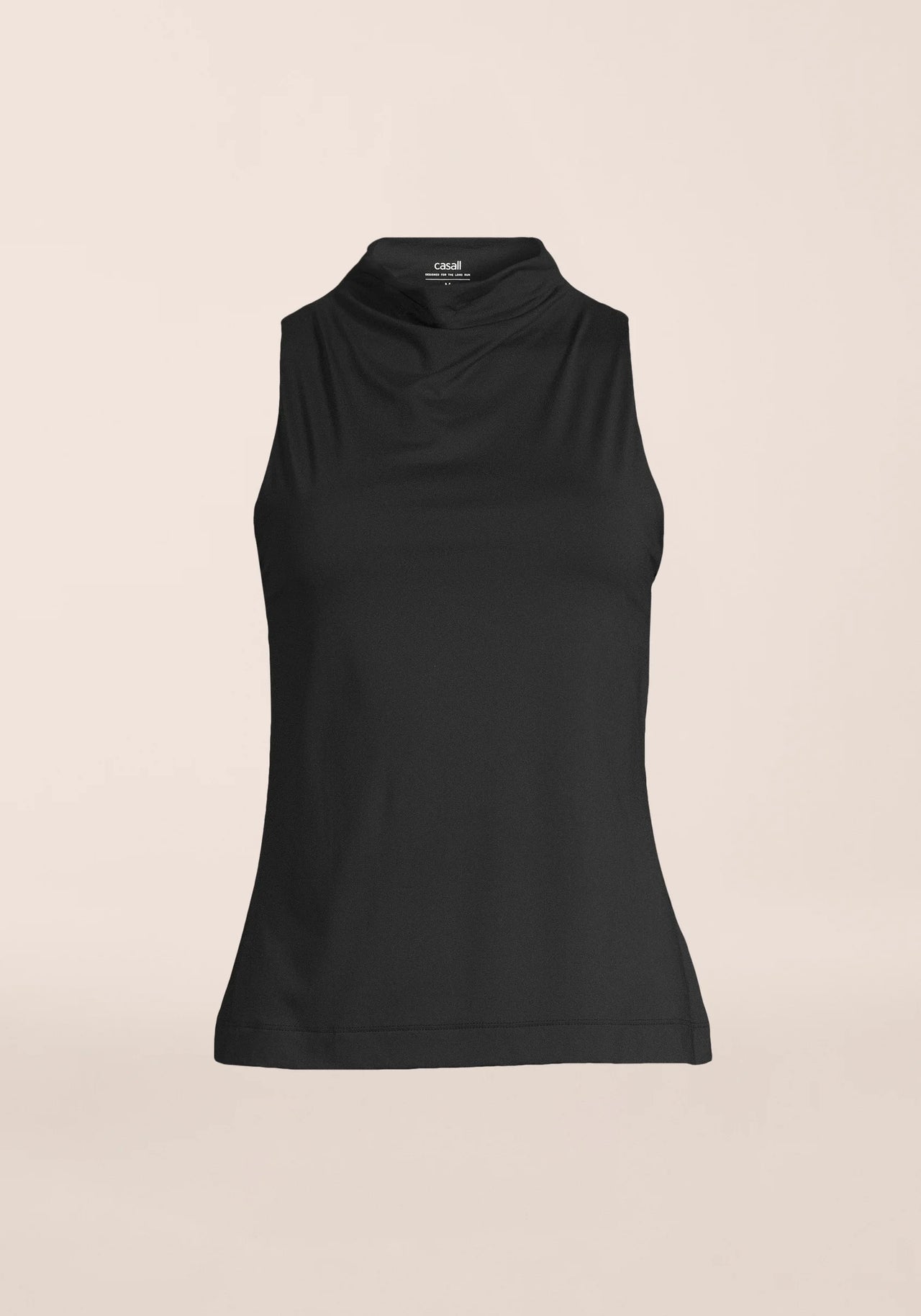 Drapy Funnel Neck Top - Black