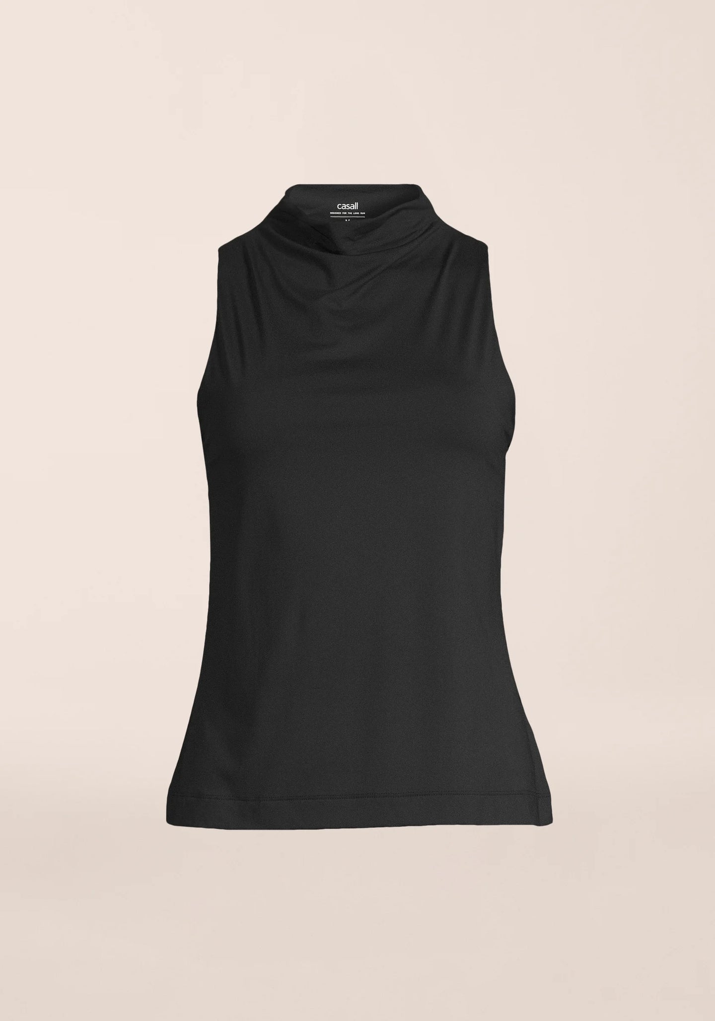 Drapy Funnel Neck Top - Black
