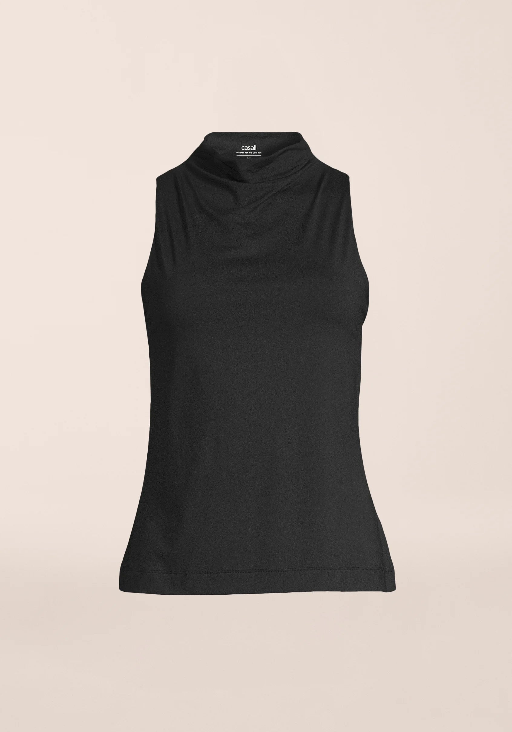 Drapy Funnel Neck Top - Black