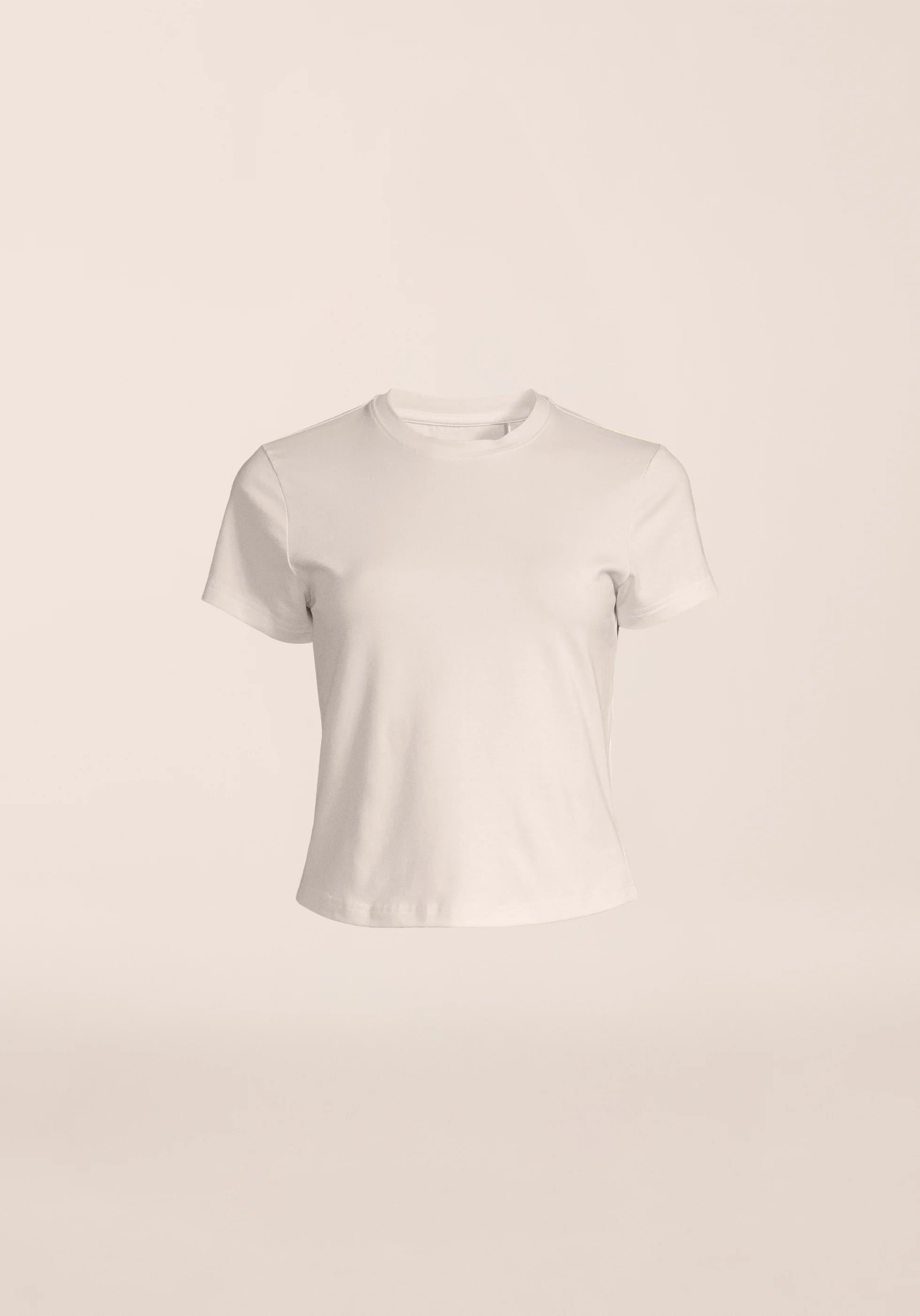 Cotton Blend Slim Tee - Off White
