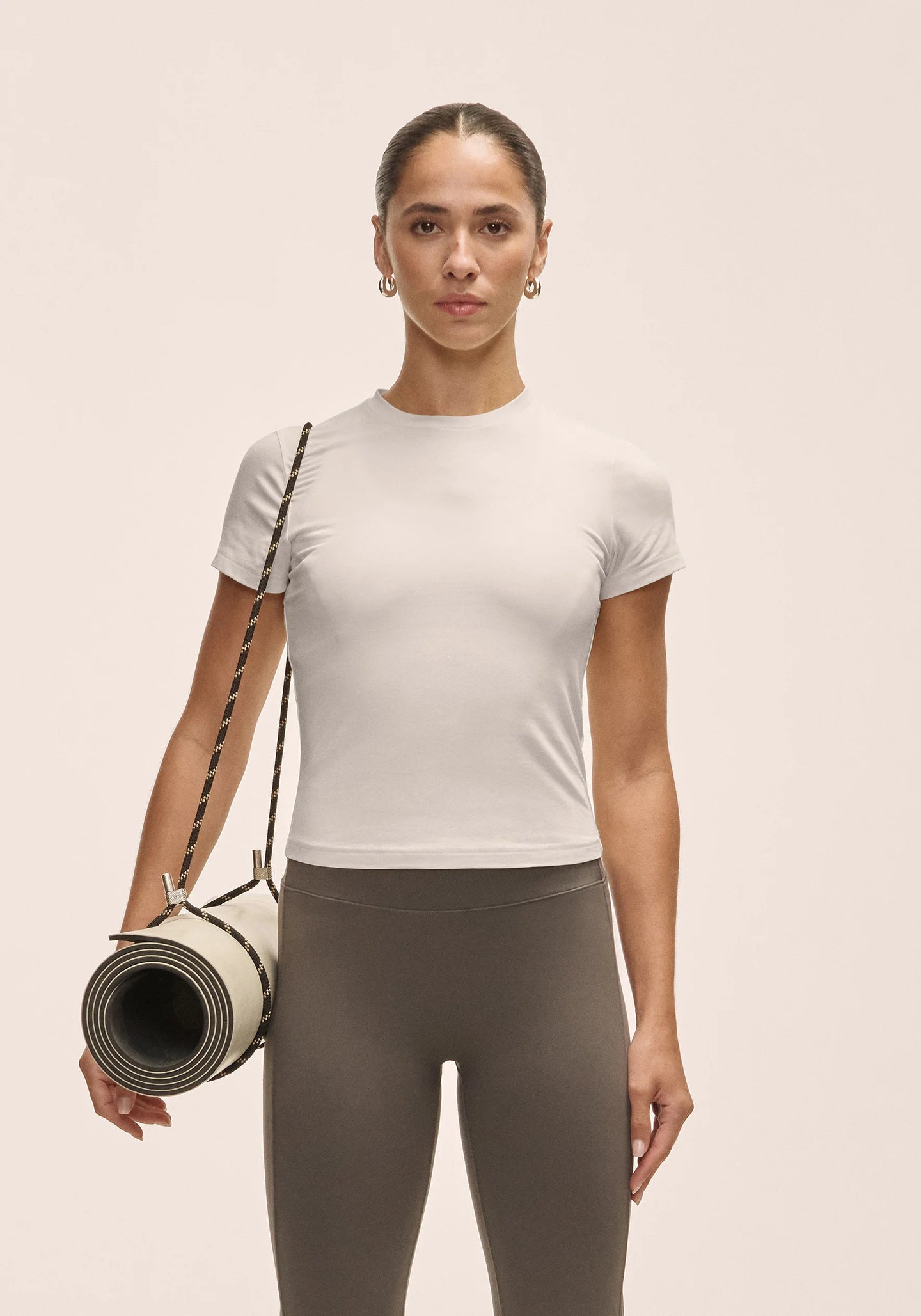 Cotton Blend Slim Tee - Off White